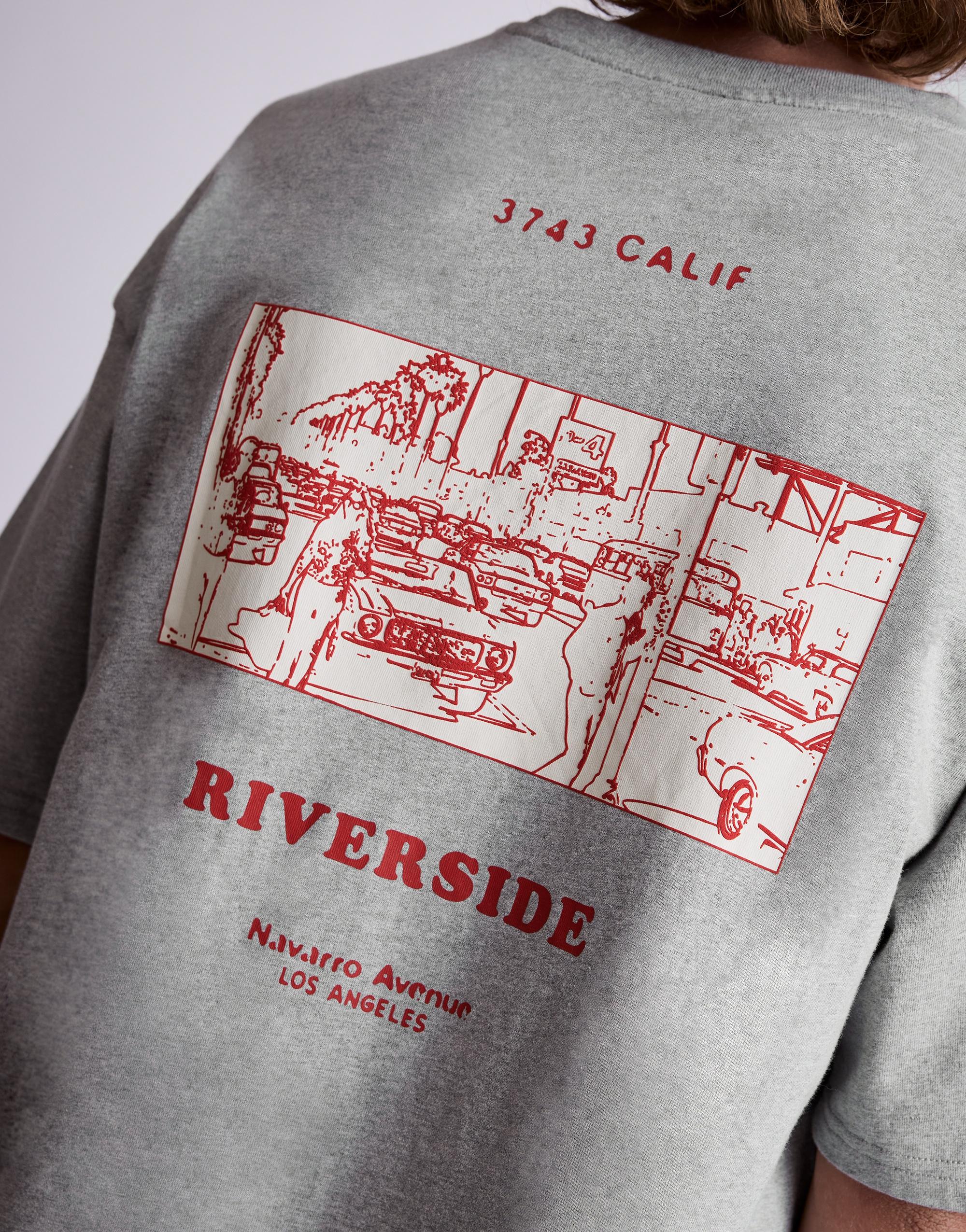 Relaxed fit T-shirt with raised graphic — Grey marl