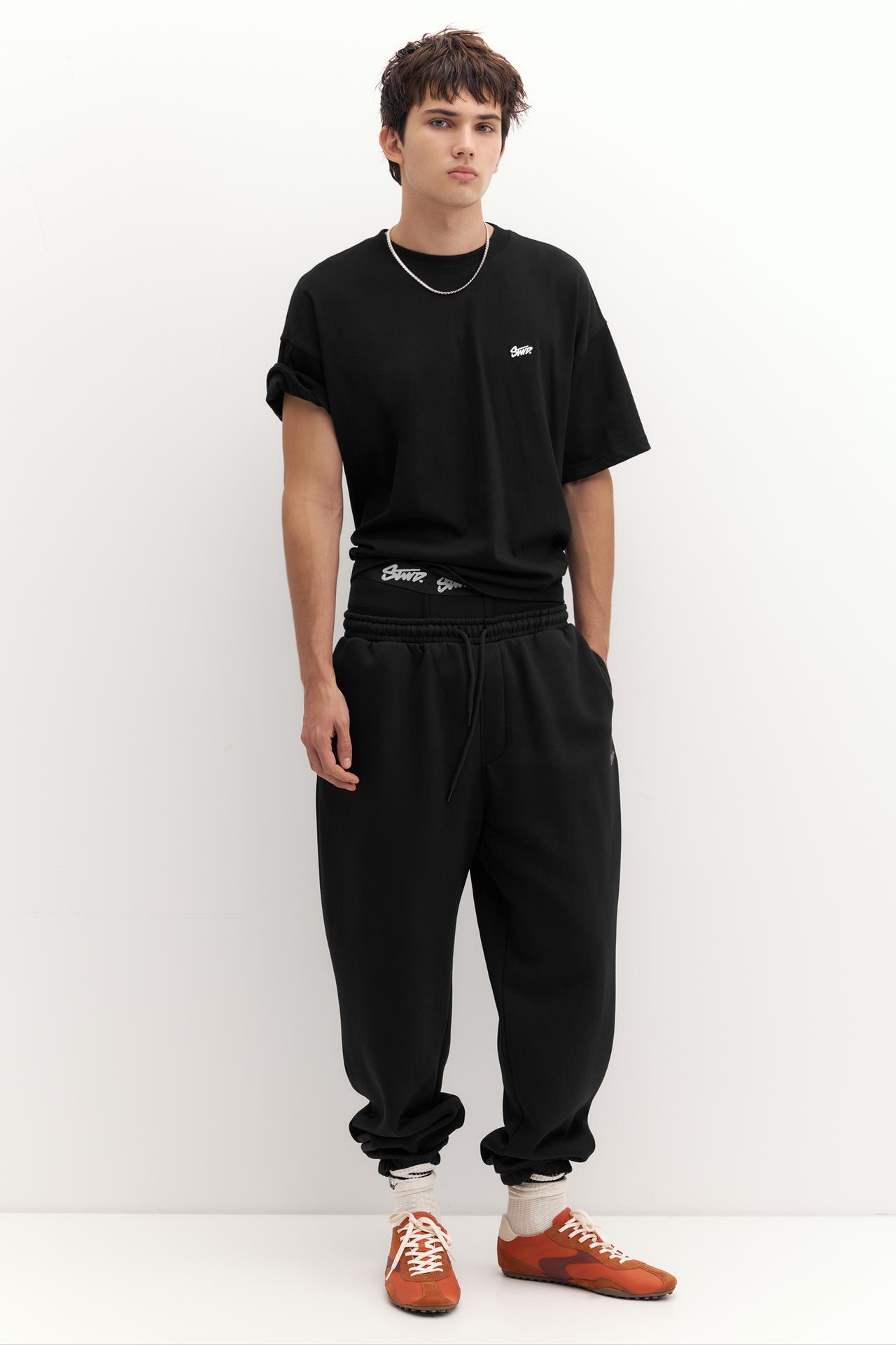 STWD logo boxy T-shirt — Black