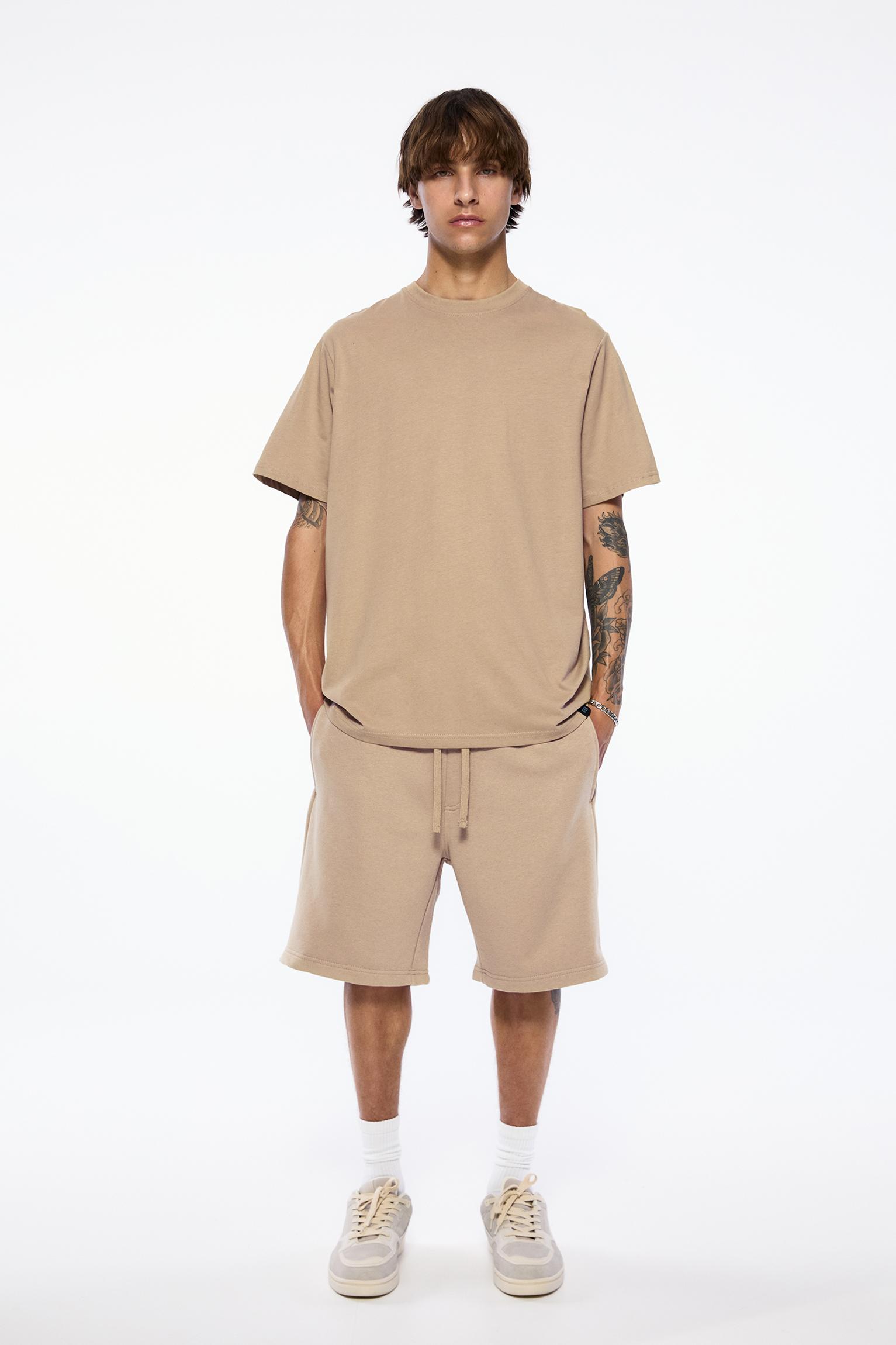 Pack of Bermuda jogger shorts and T-shirt — Sand