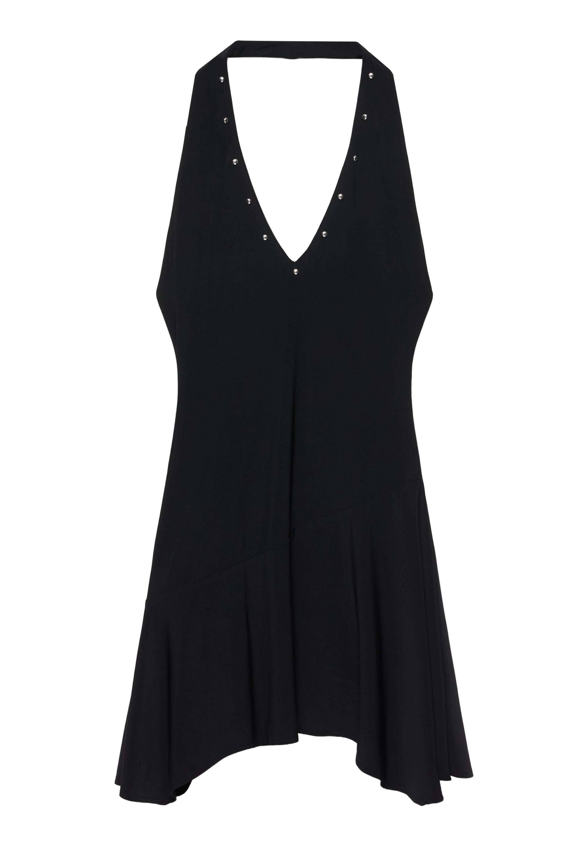 Short studded halter dress — Black