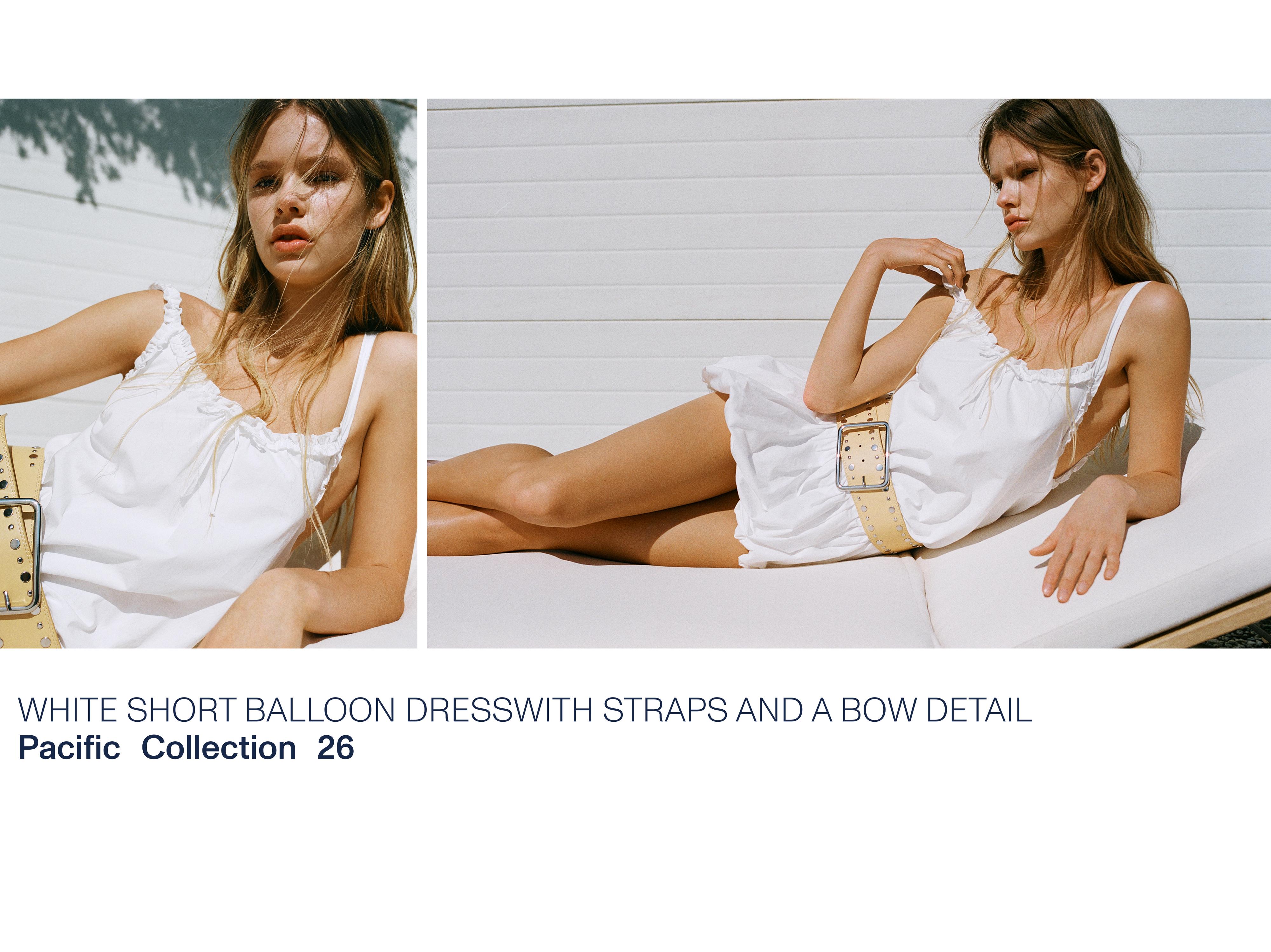 Kısa balon beyaz elbise - Görsel 16