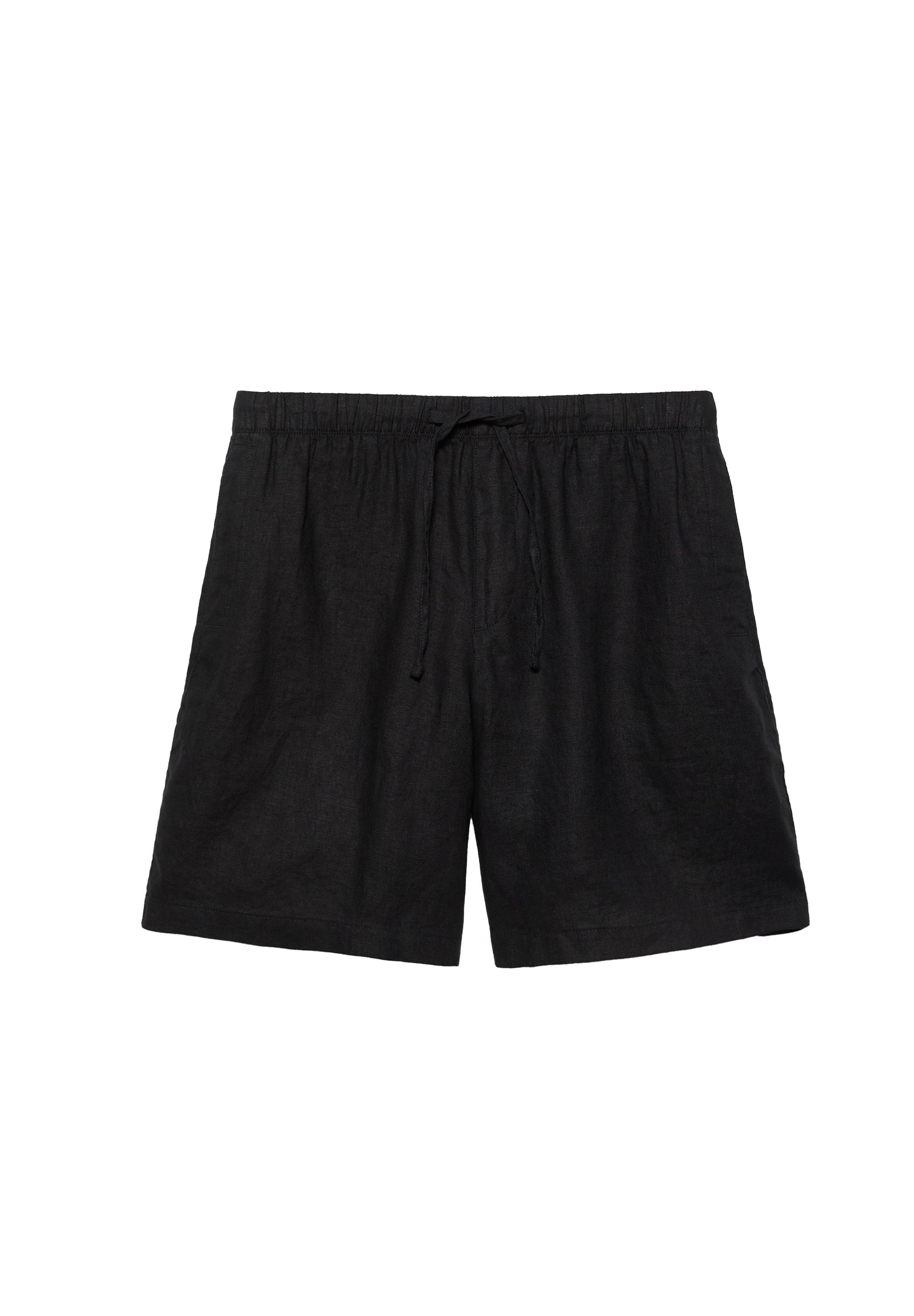 100% linen Bermuda sweat shorts — Black