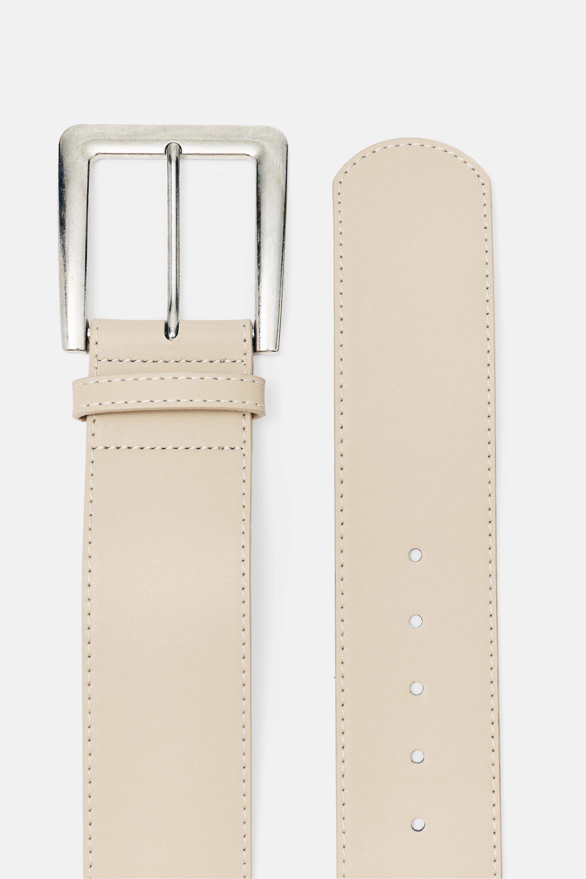 Leather effect belt — Cream