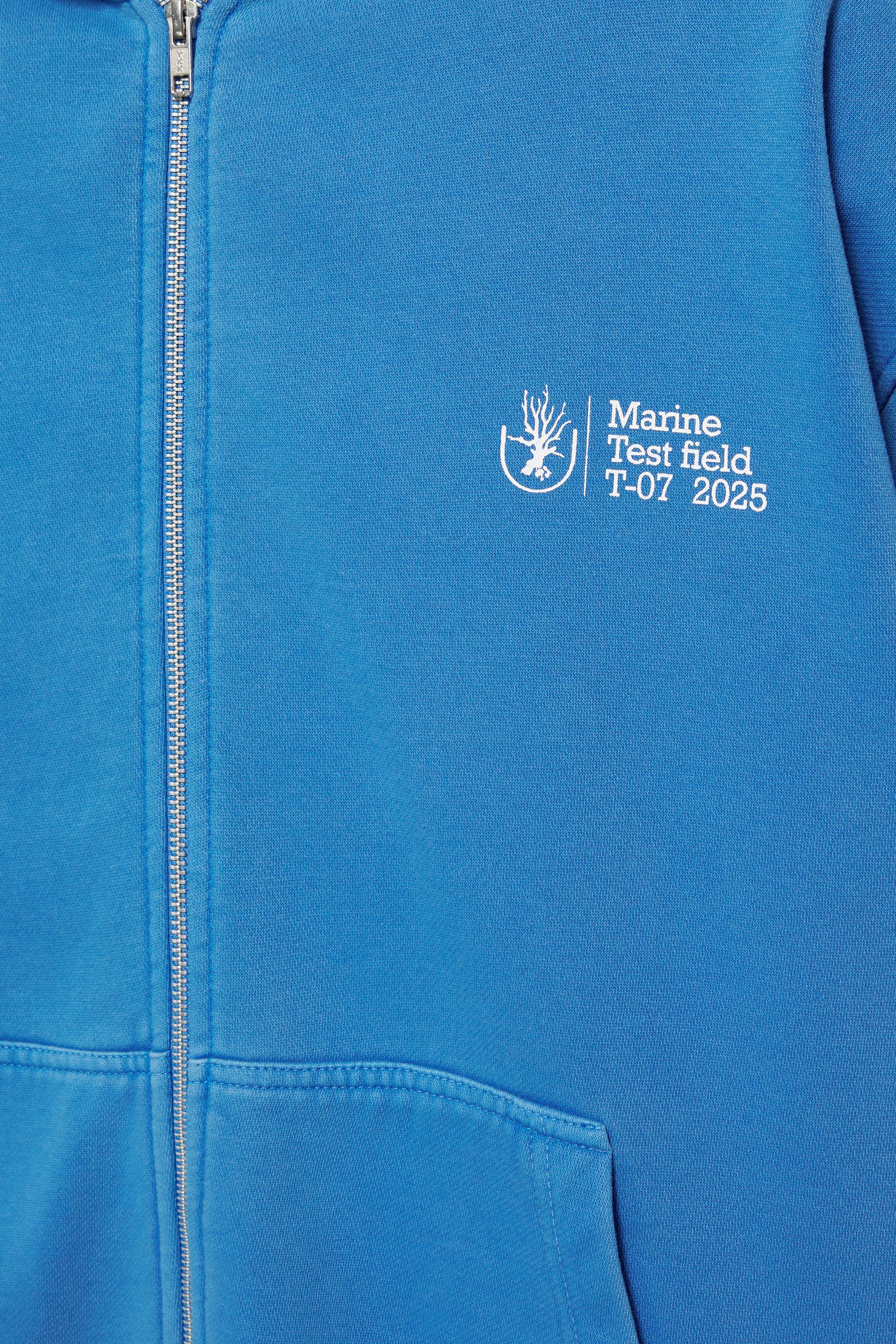 Fermuarlı mavi kapüşonlu sweatshirt