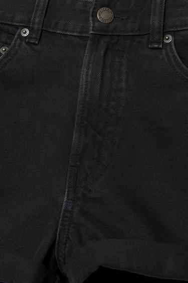 Denim mom fit shorts with turn-up hems — Black 7
