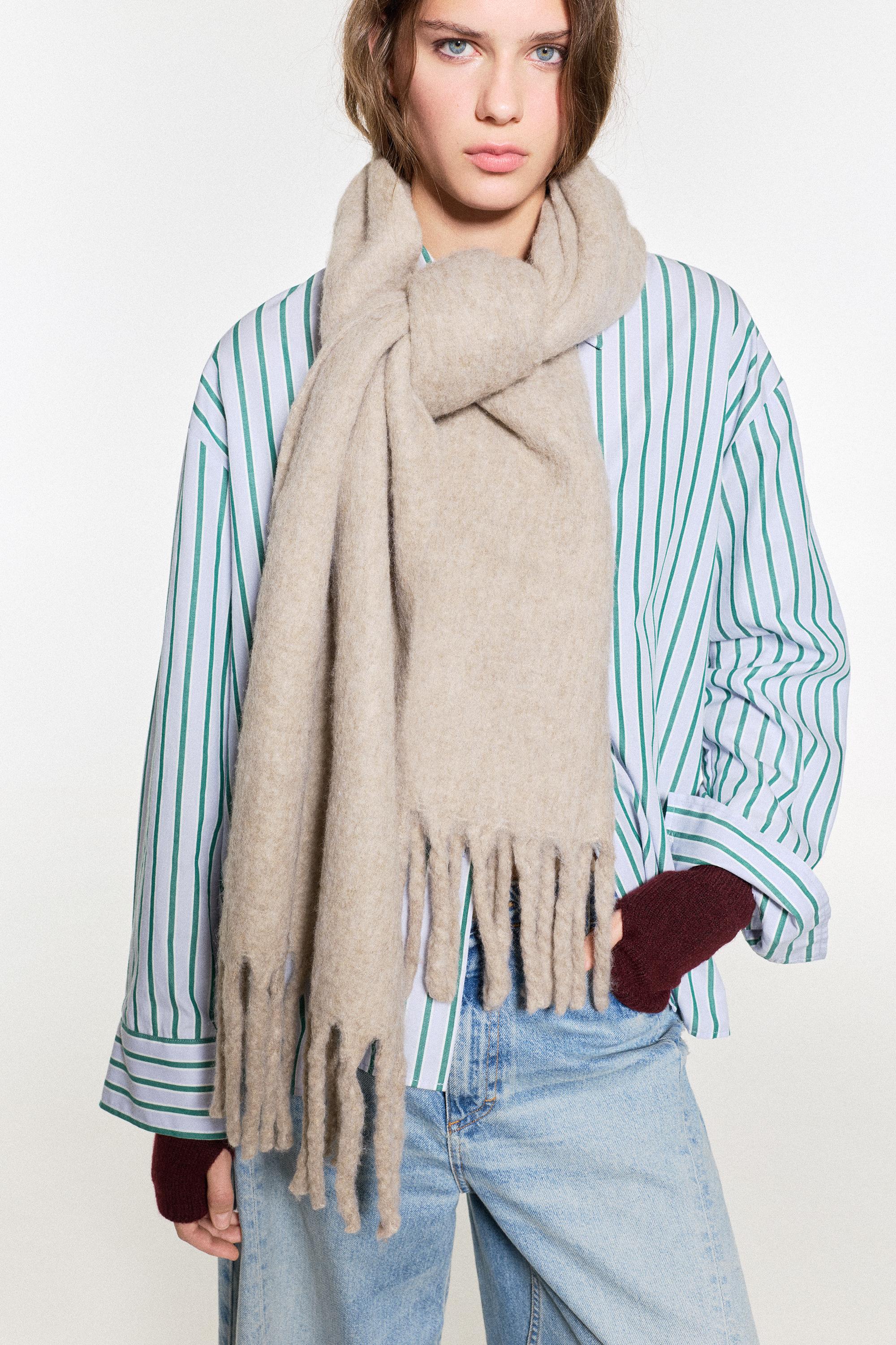 Maxi mohair-effect scarf — Sand