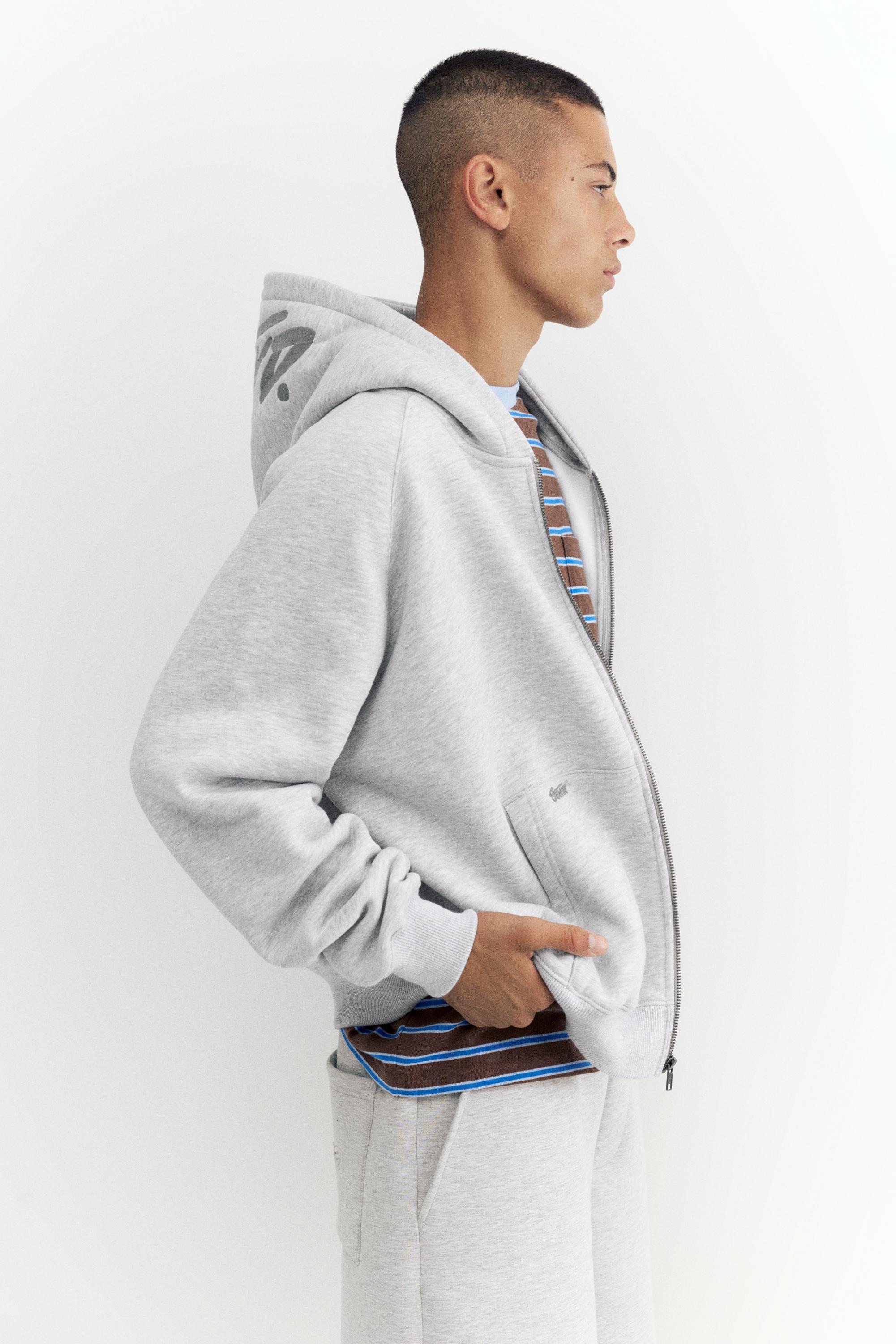 STWD zip-up hoodie — Grey marl