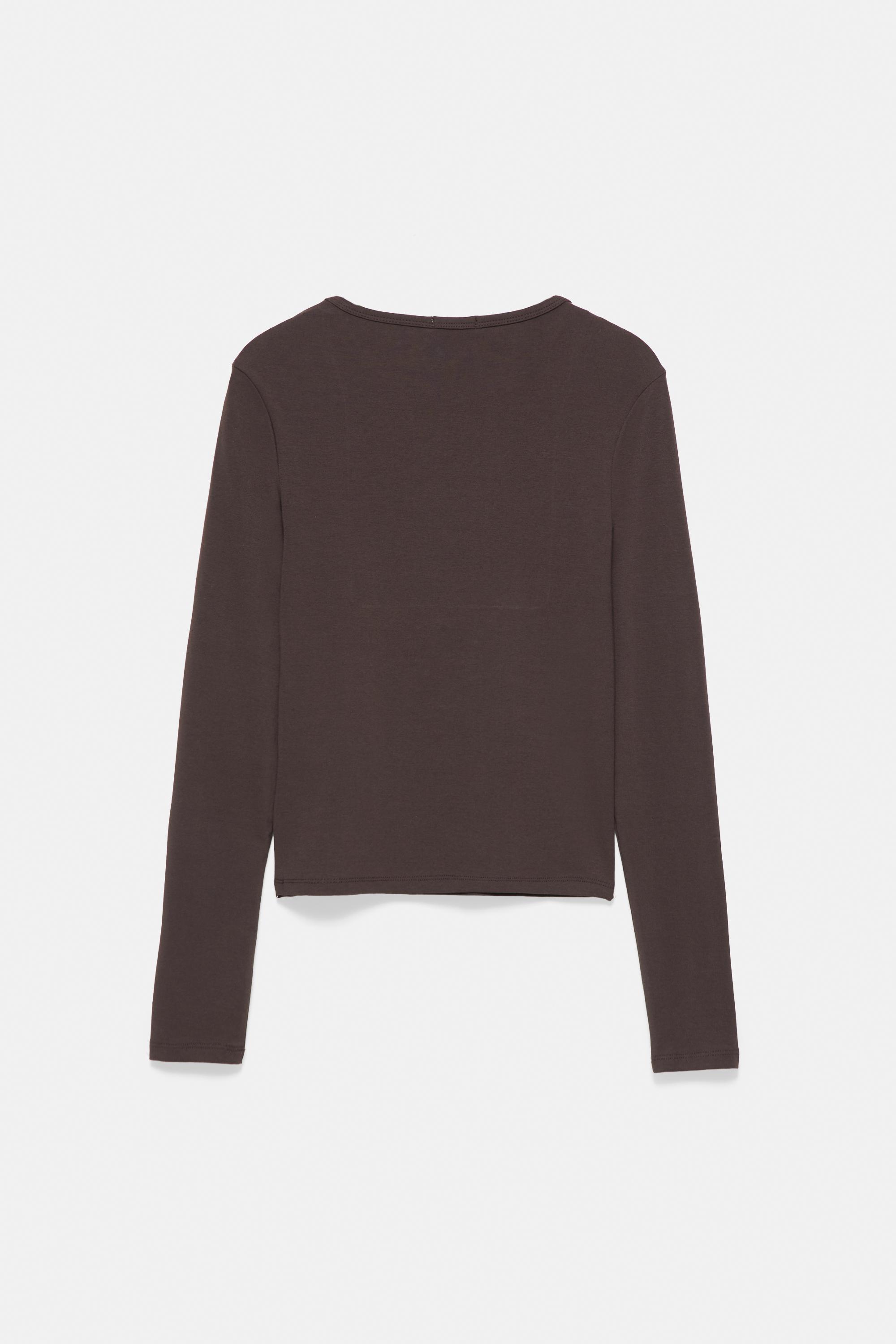 Fitted long sleeve T-shirt — Brown