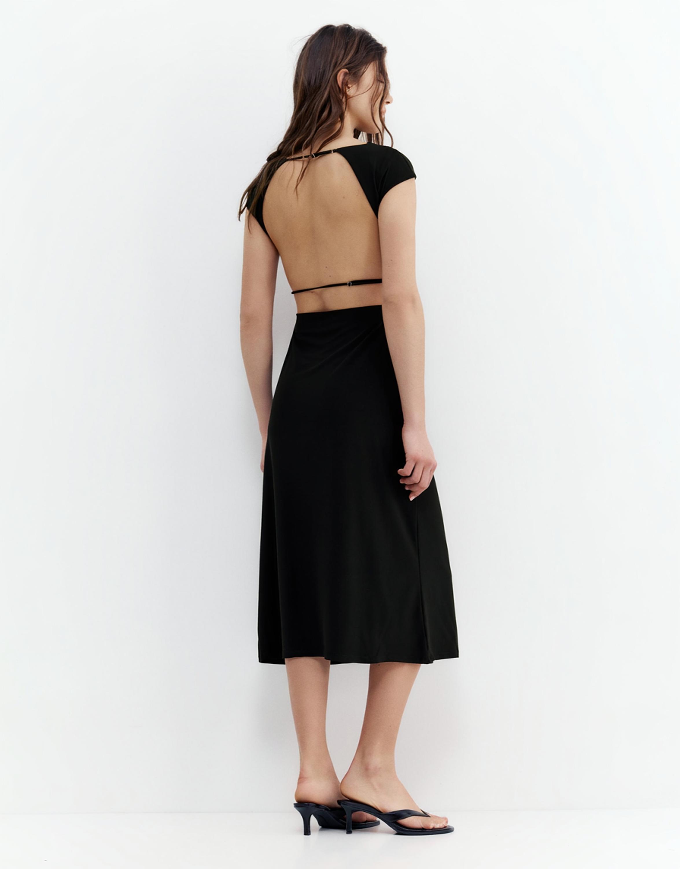 Sırtı açık midi elbise - Görsel 25