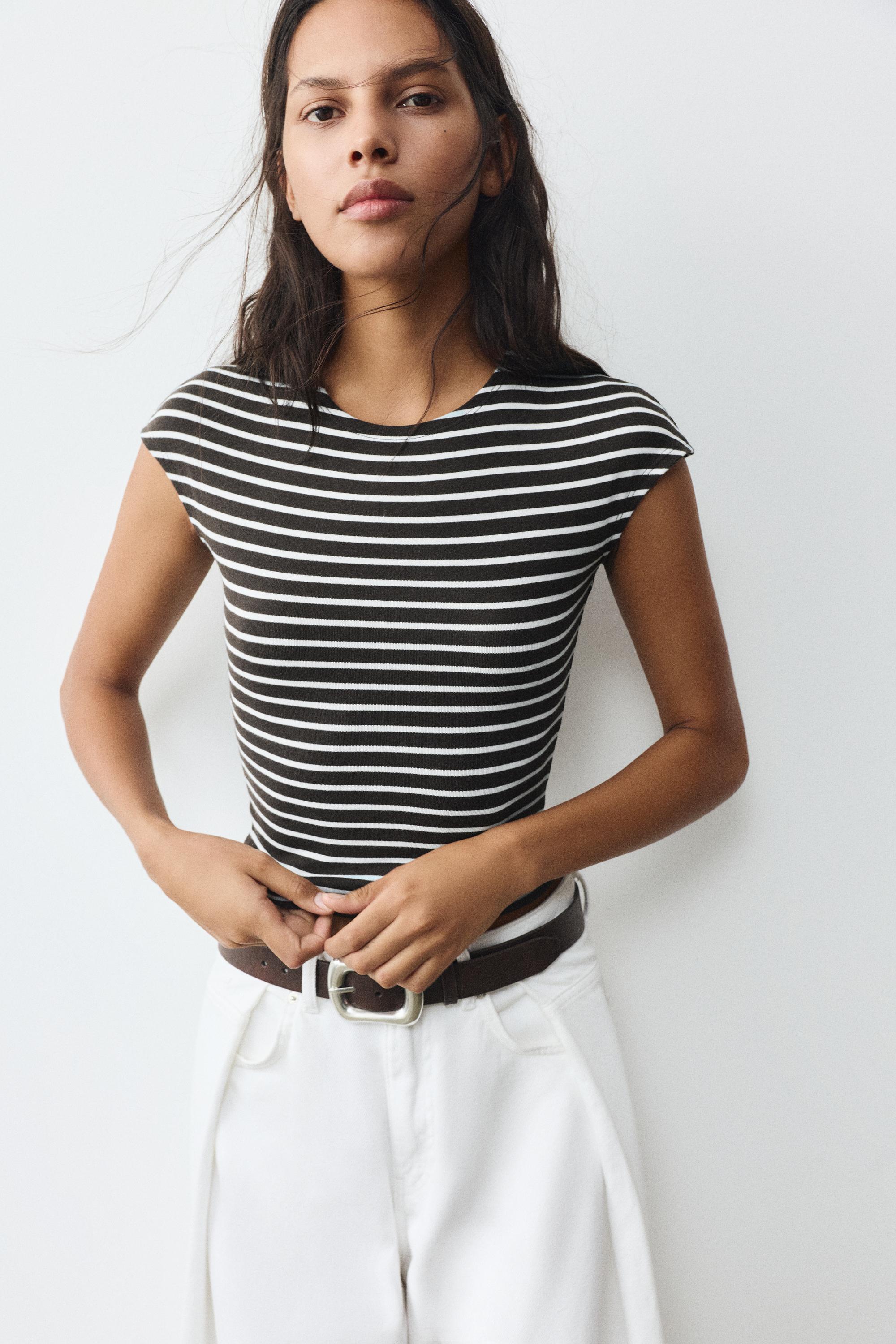 Fitted short sleeve T-shirt — Striped