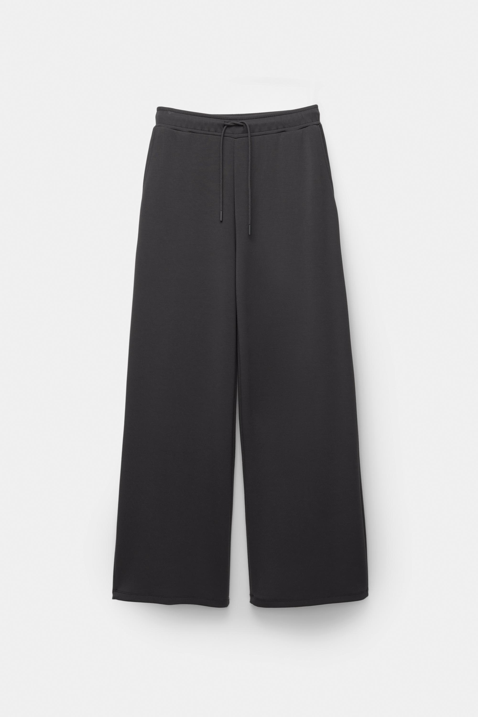 Soft-touch wide-leg trousers — Black