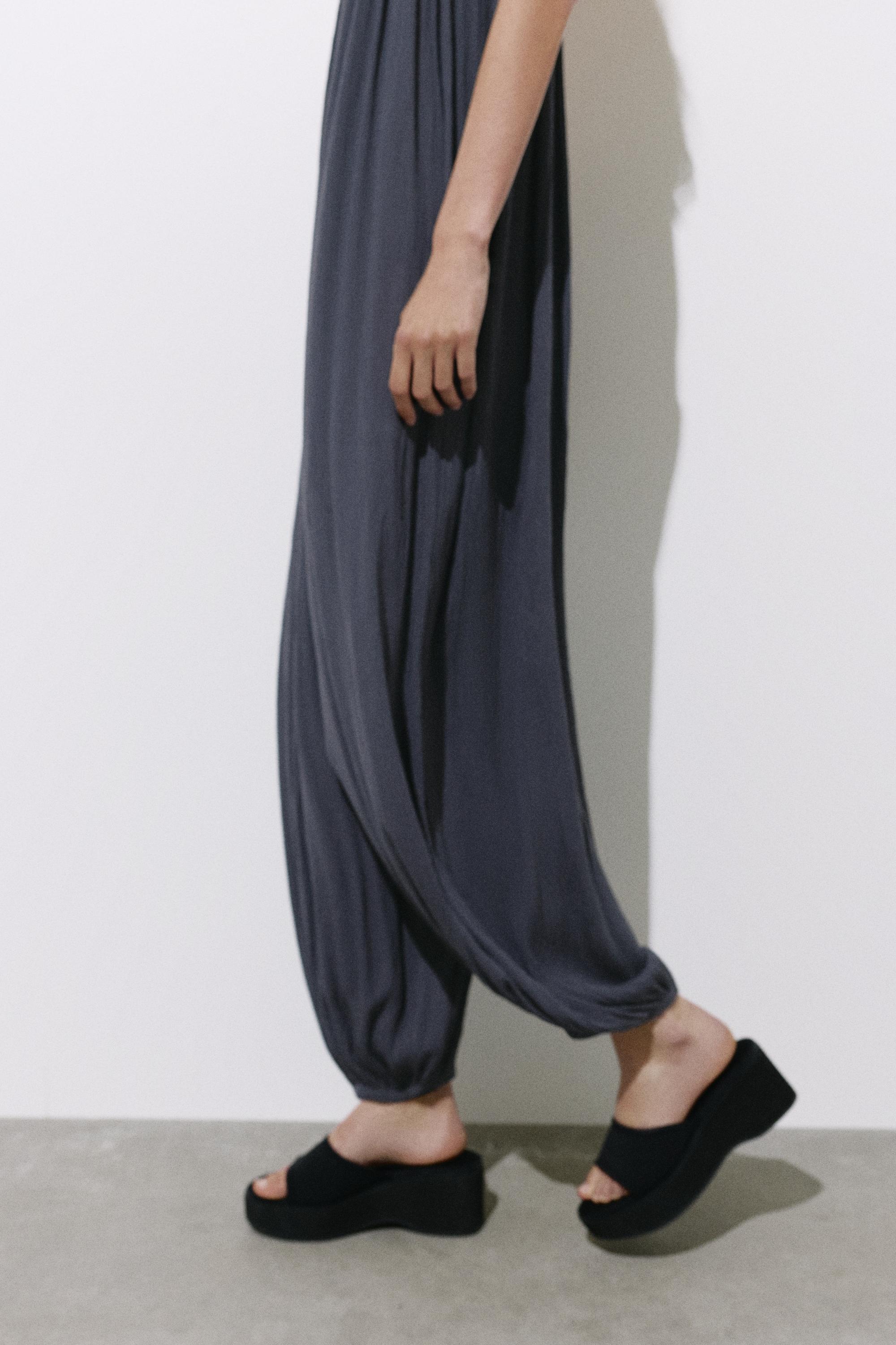Flowing strappy sarouel jumpsuit — Bluish