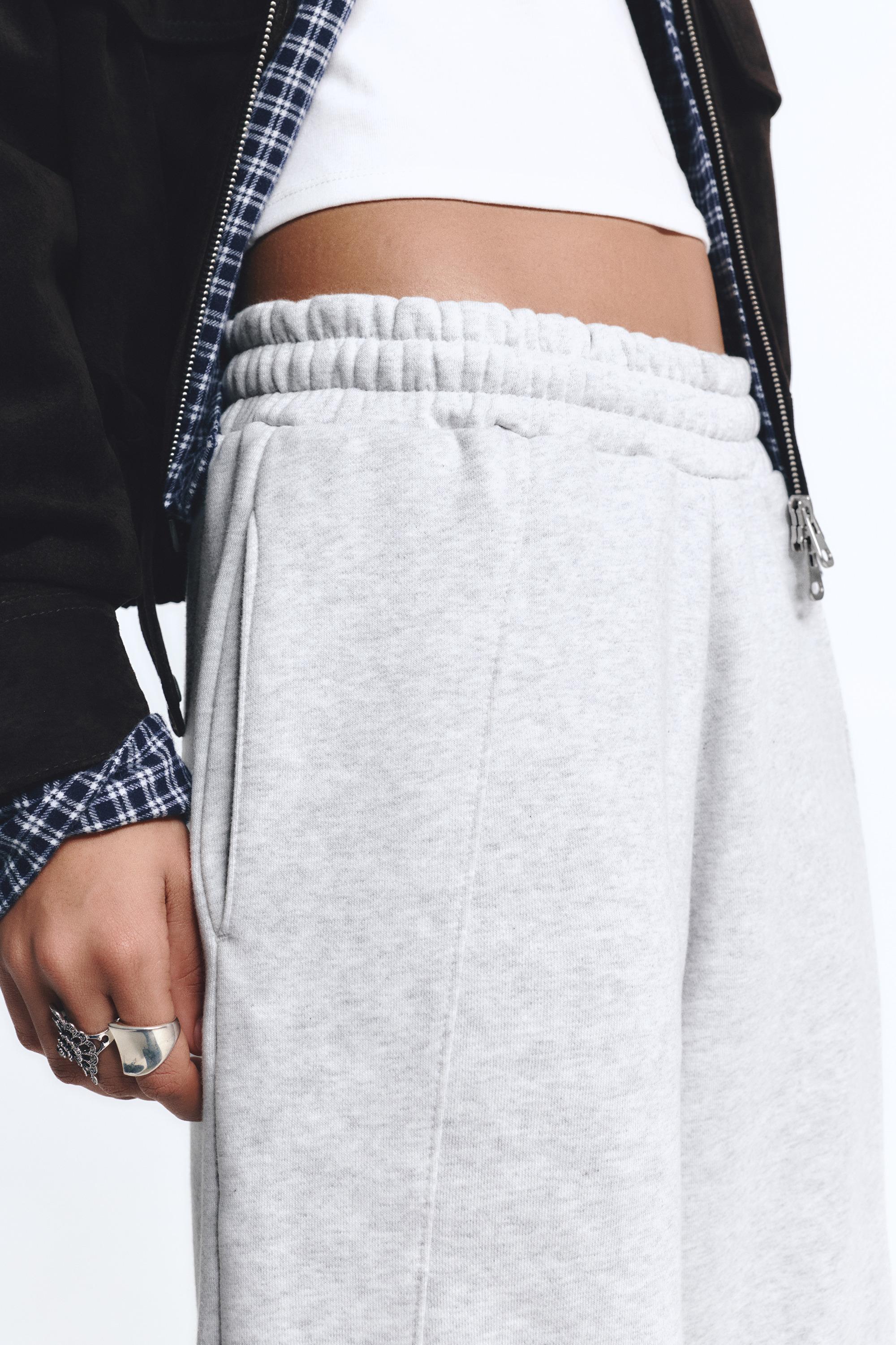 Barrel fit tracksuit trousers — Grey marl
