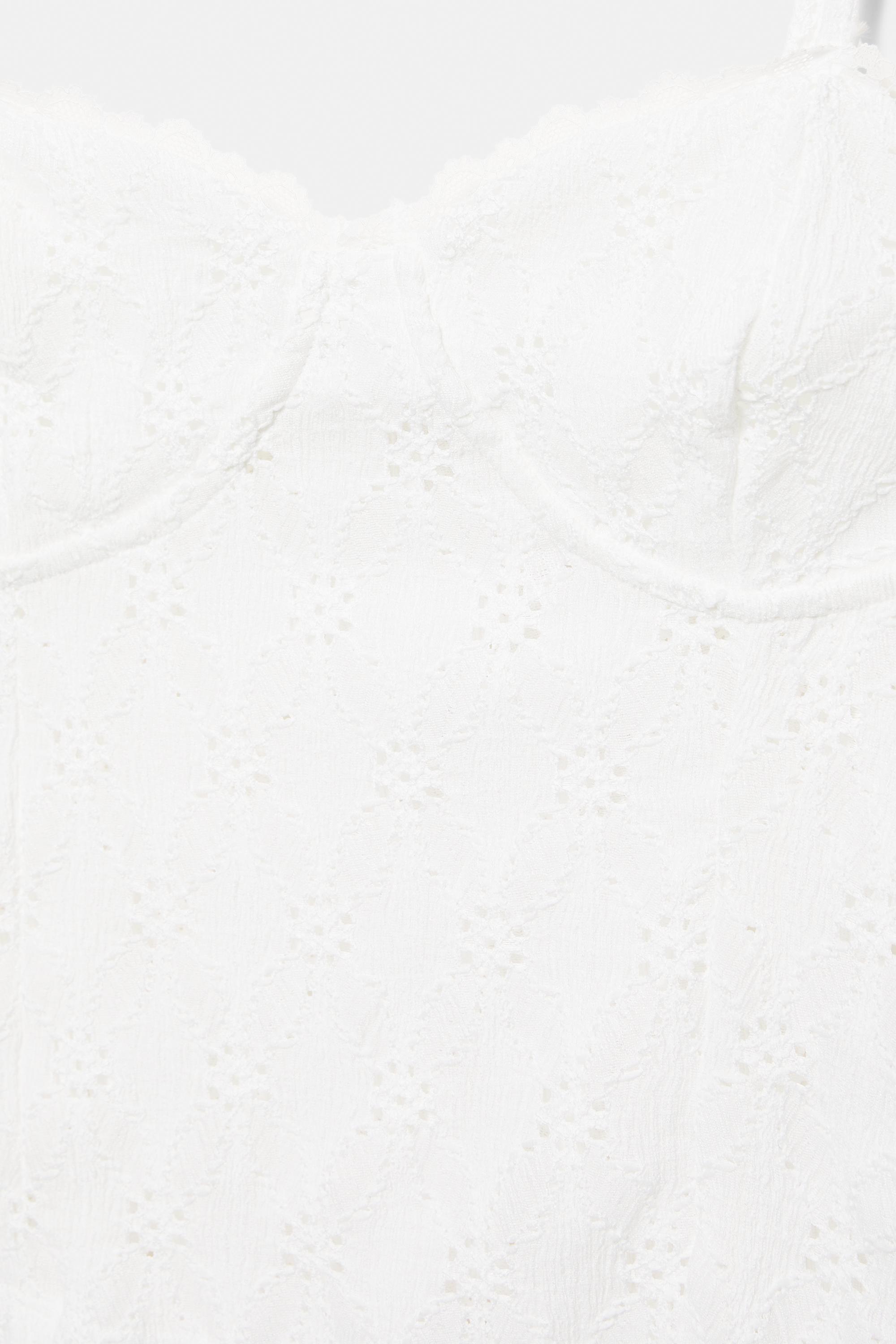 Swiss embroidered strappy corsetry-inspired top — White