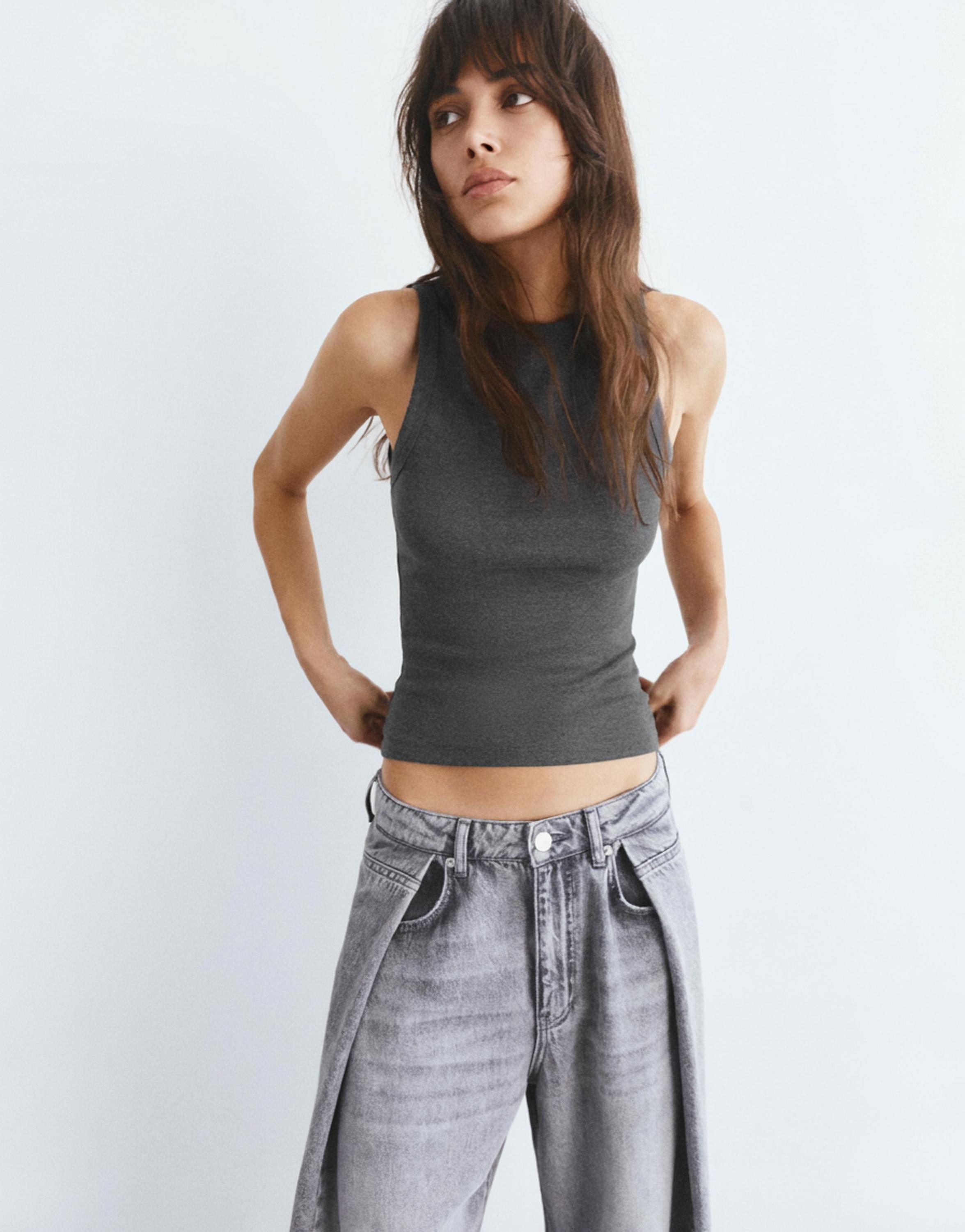 Round neck tank top — Medium marl