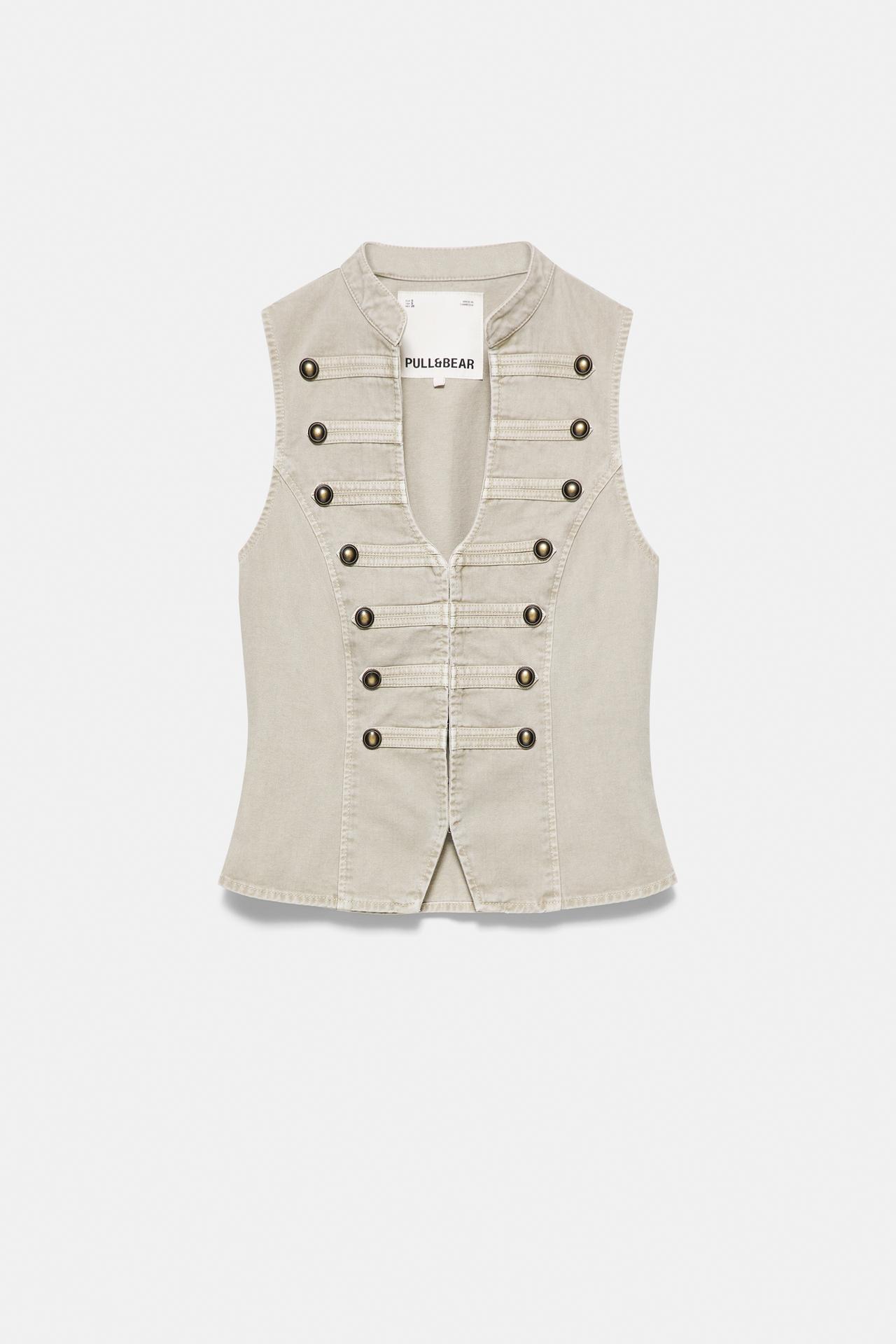 Fireman clasp button vest — Khaki