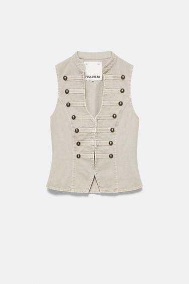 Fireman clasp button vest — Khaki 5