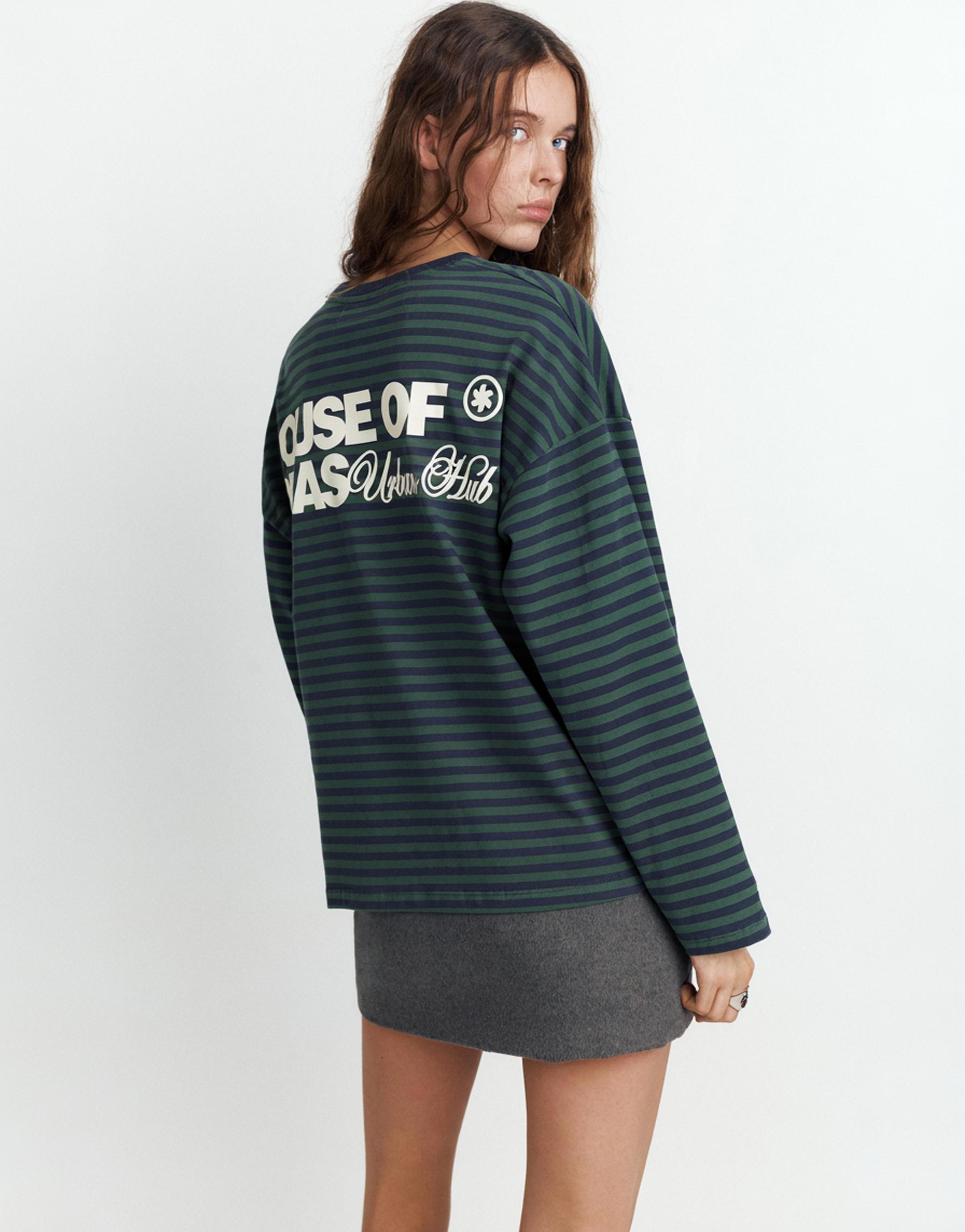 Yazılı çizgili uzun kollu t-shirt - Görsel 32