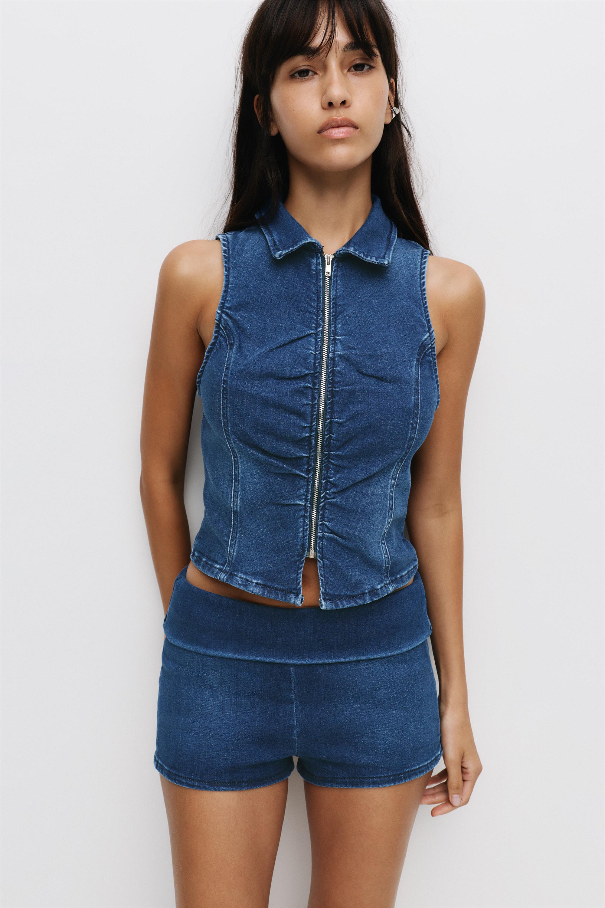 Jeans-Top Mit Reißverschluss