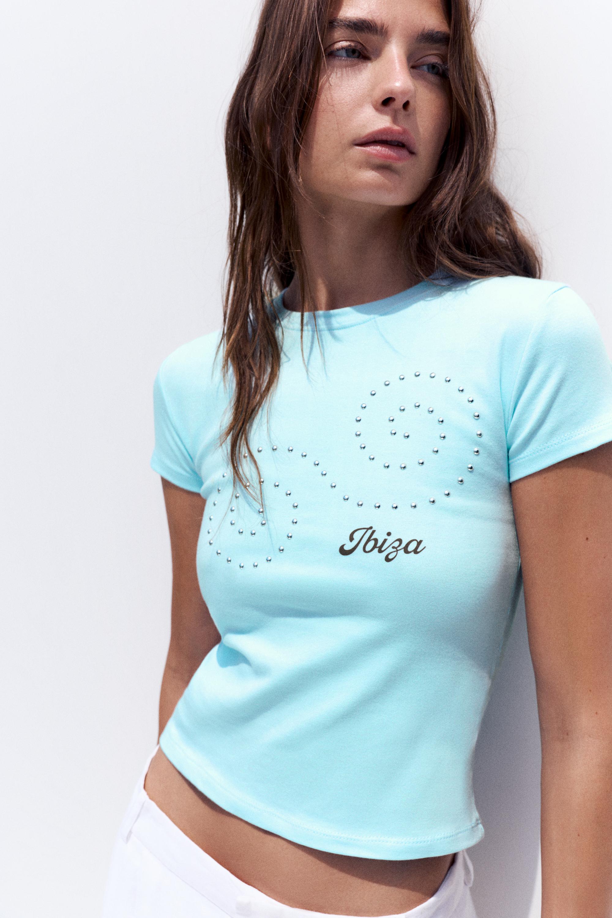 Ibiza stud slim fit T-shirt — Turquoise