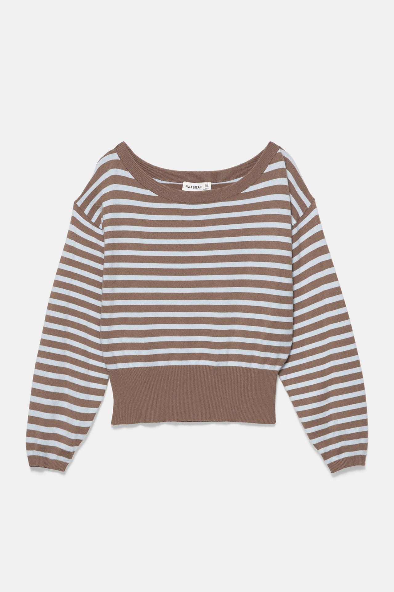 Asymmetric neck jumper — Brown