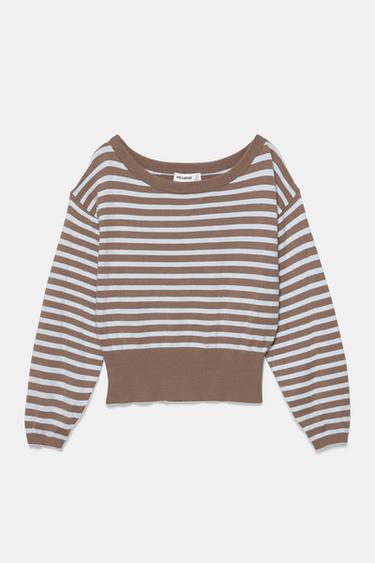 Asymmetric neck jumper — Brown 5