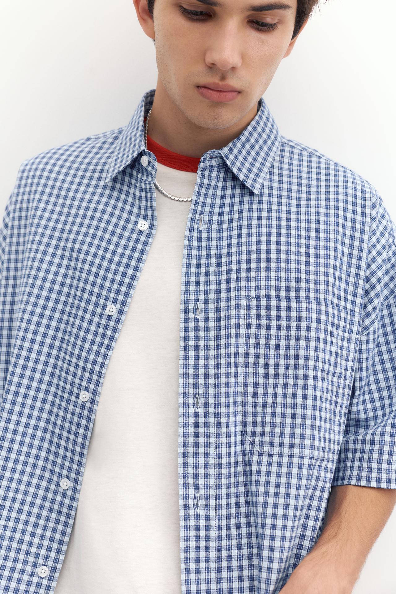 Short sleeve check shirt — Blue