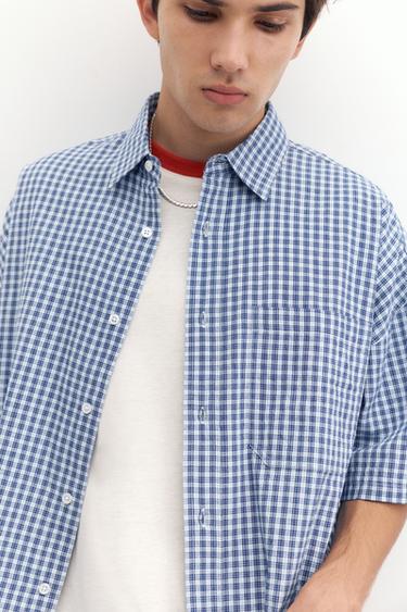 Short sleeve check shirt — Blue 3