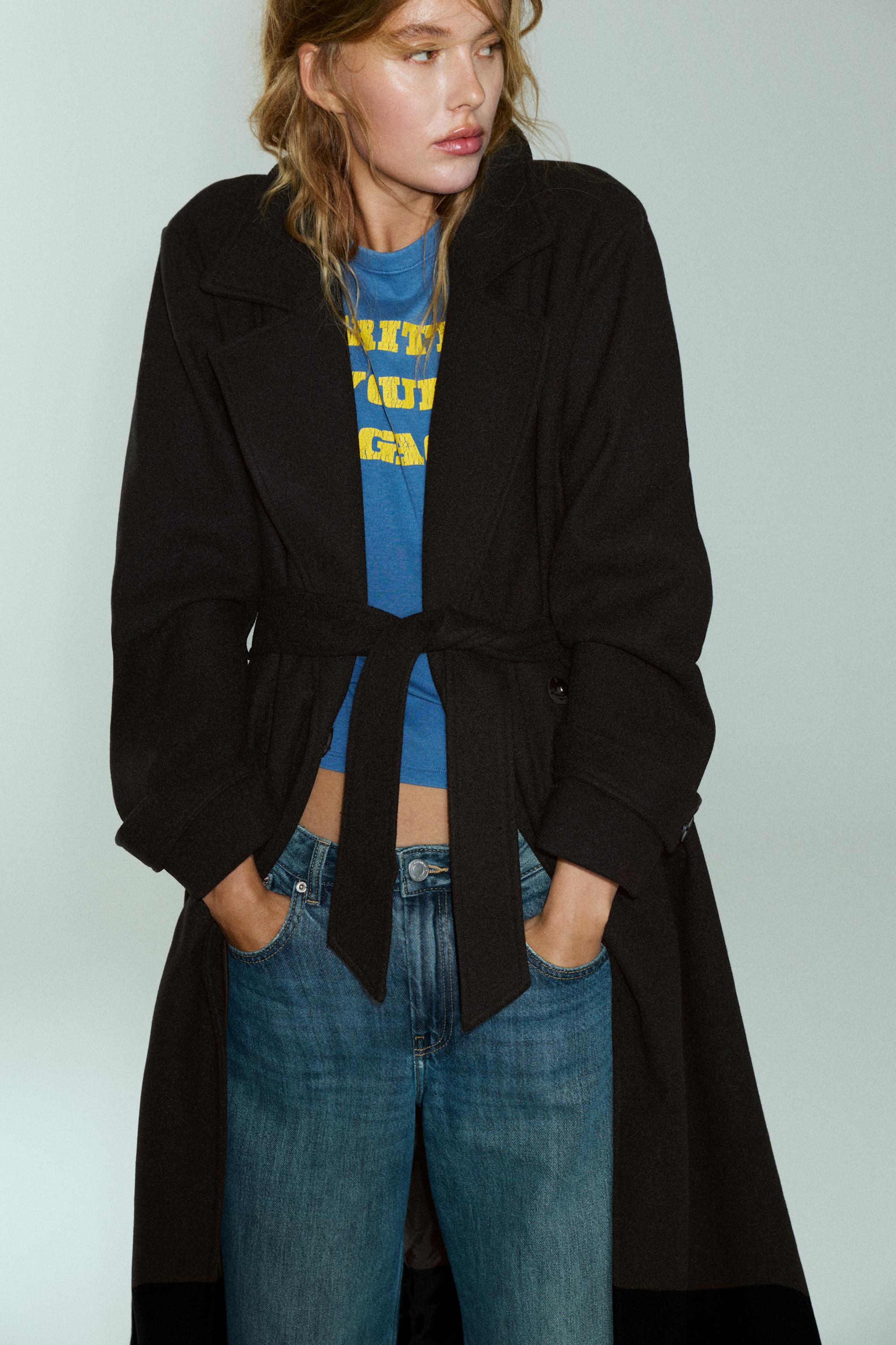 Long belted coat — Black