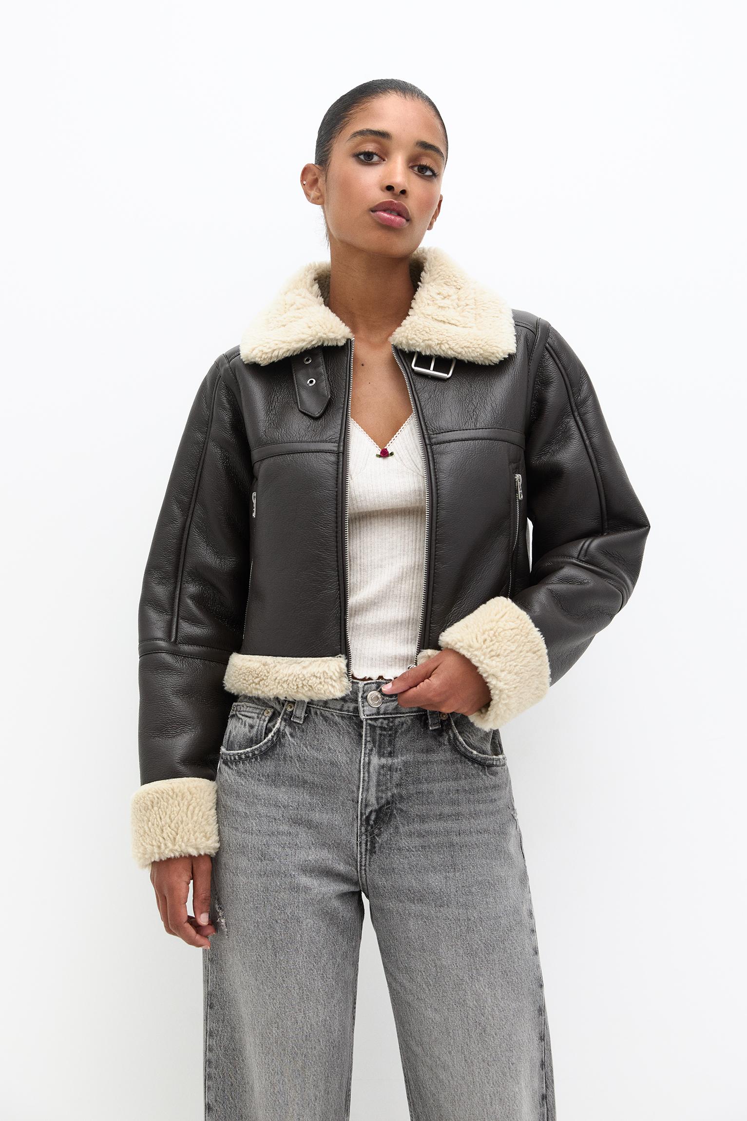 Pull&bear leather jacket hotsell