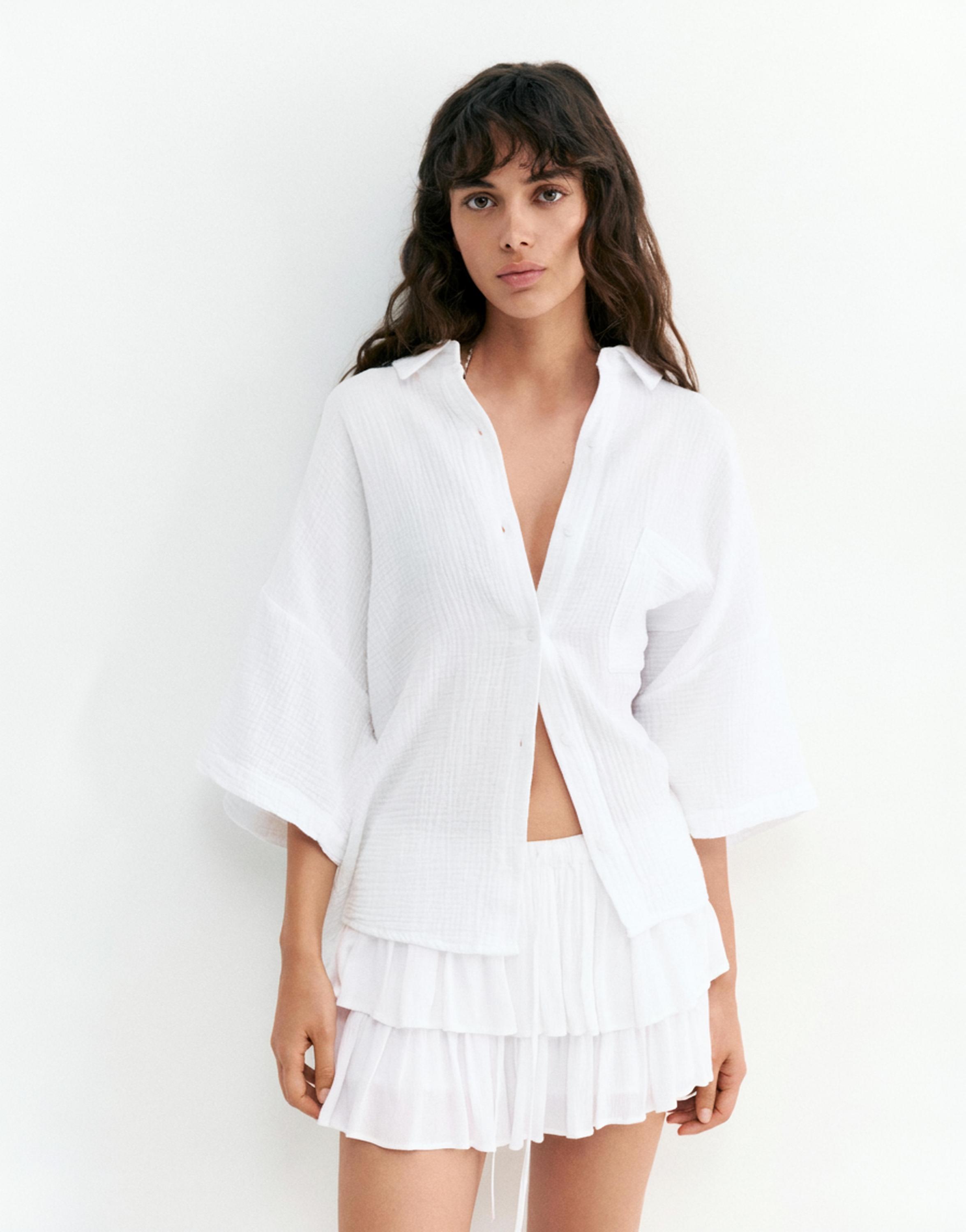 Ruffled skort — White