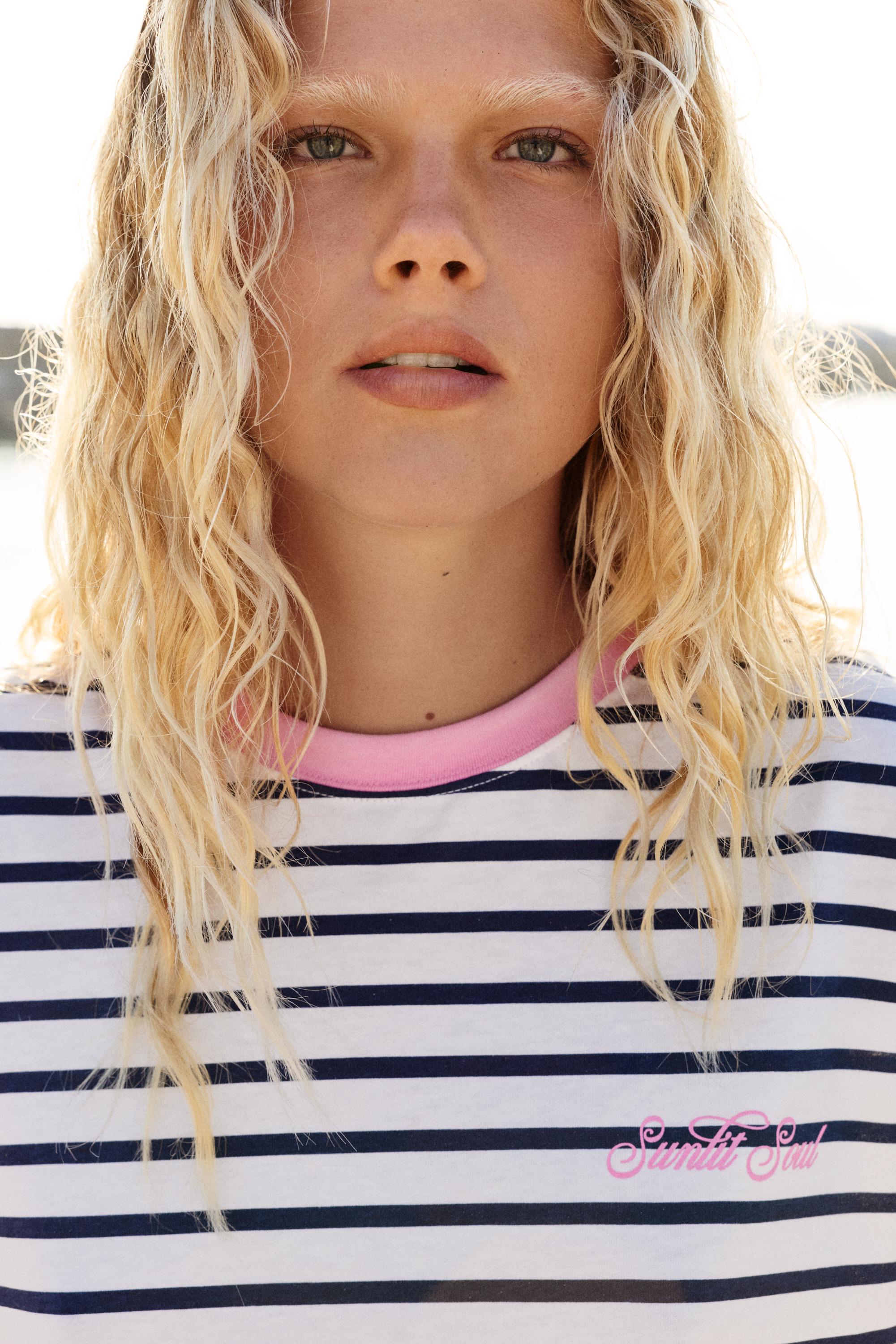 Oversize striped T-shirt — Navy