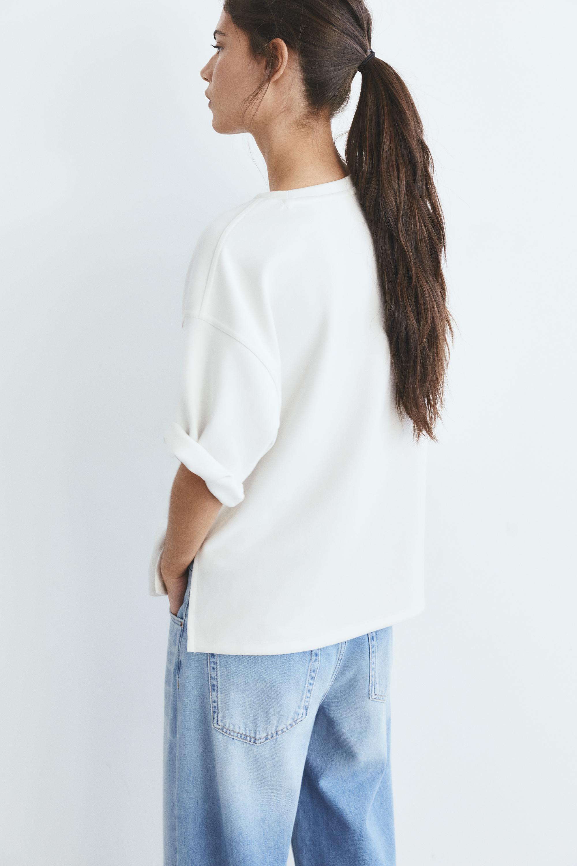 Soft-touch short sleeve T-shirt — Ecru