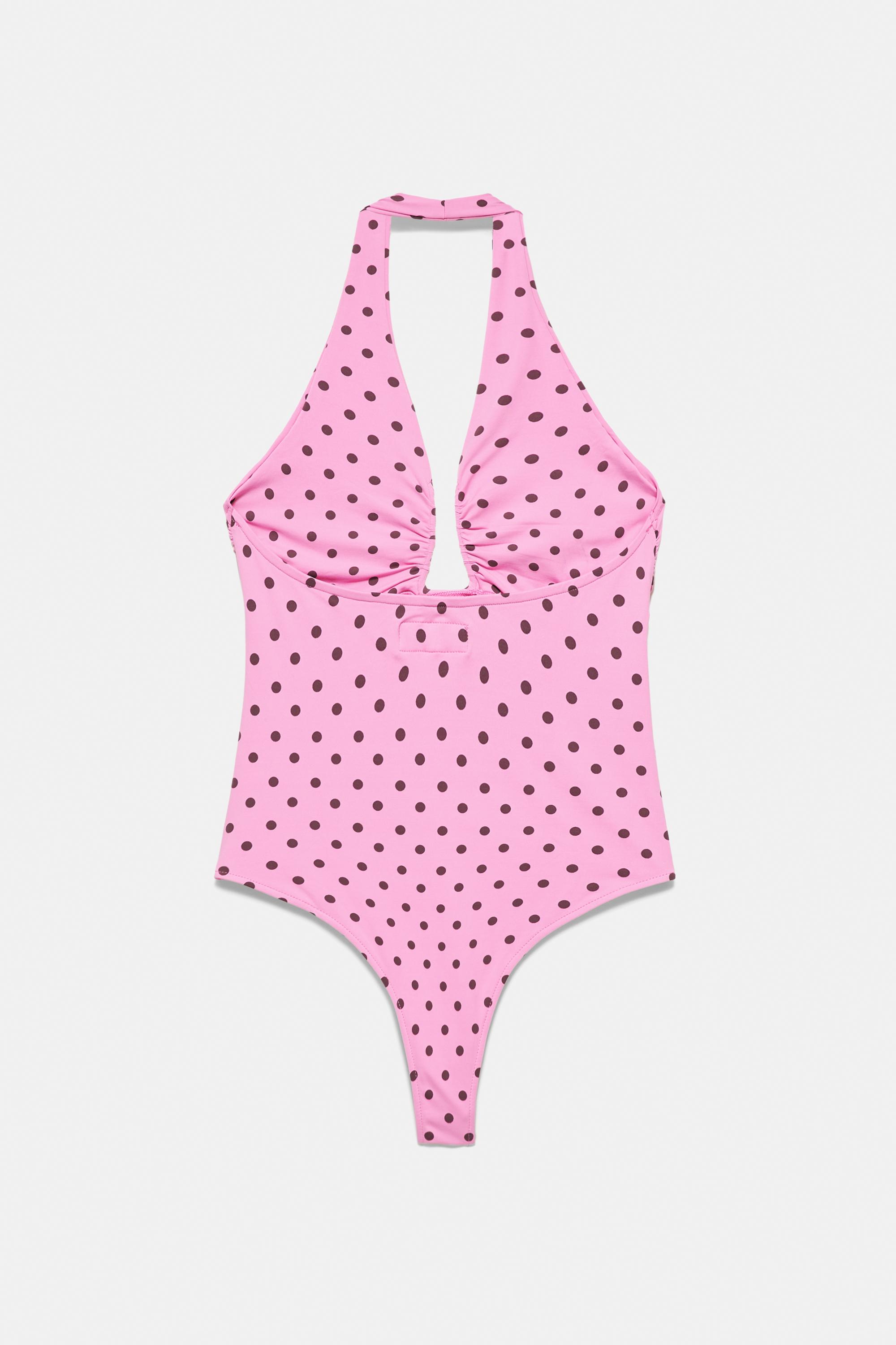 Gathered halterneck bodysuit — Pale fuchsia