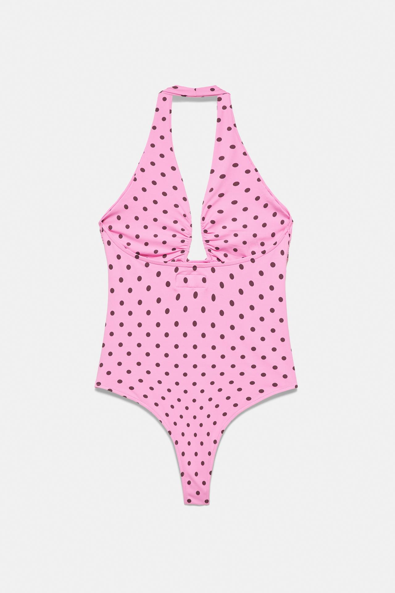 Gathered halterneck bodysuit — Pale fuchsia