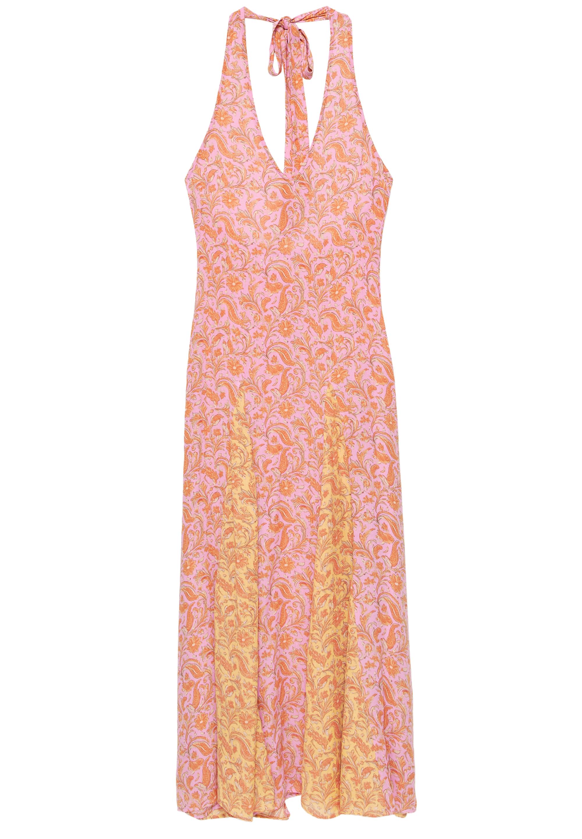 Printed halter midi dress — Pink