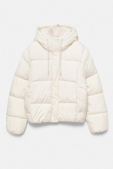 Hooded Padded Jacket — Ecru 1
