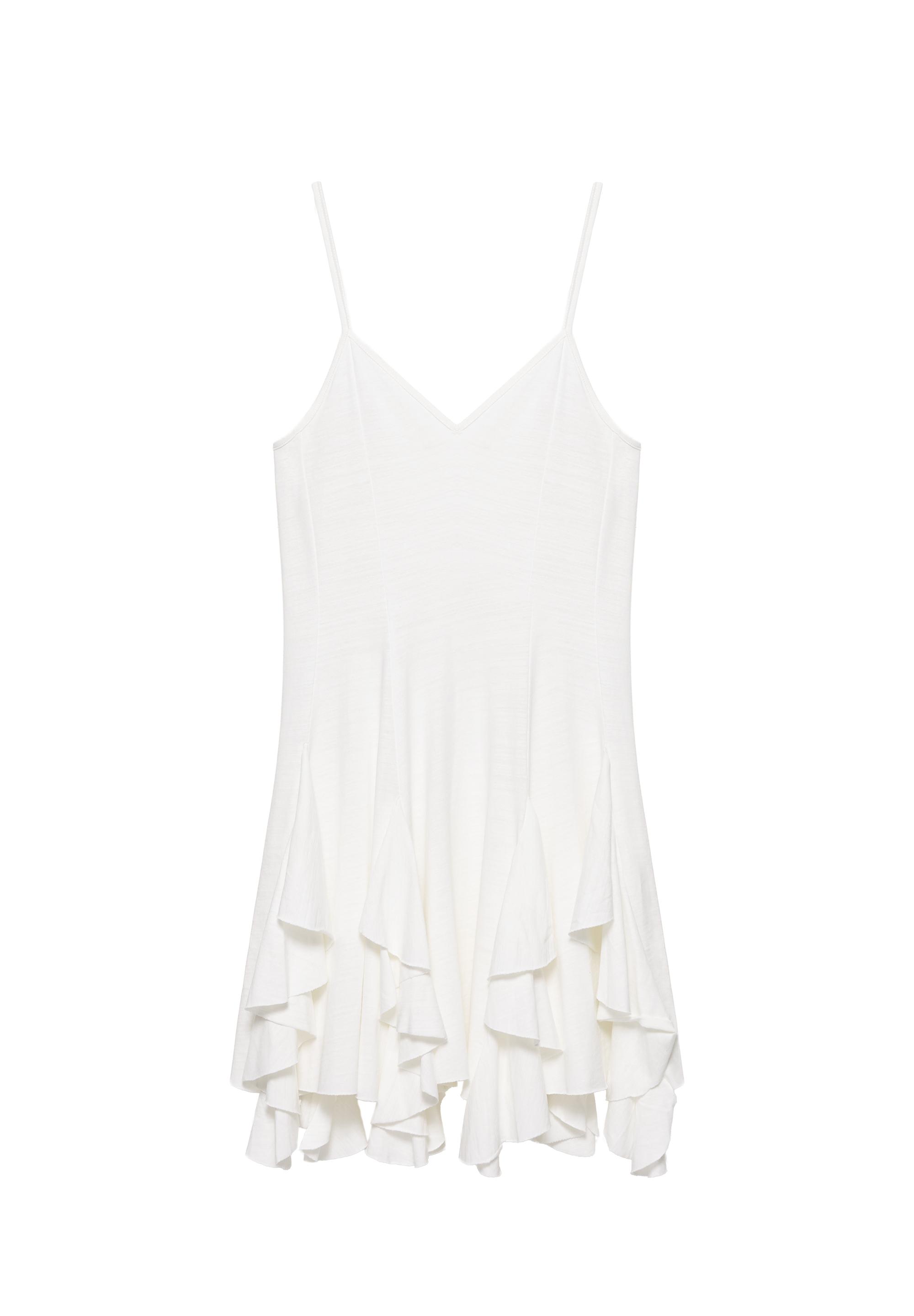 Short strappy flared dress — Ecru