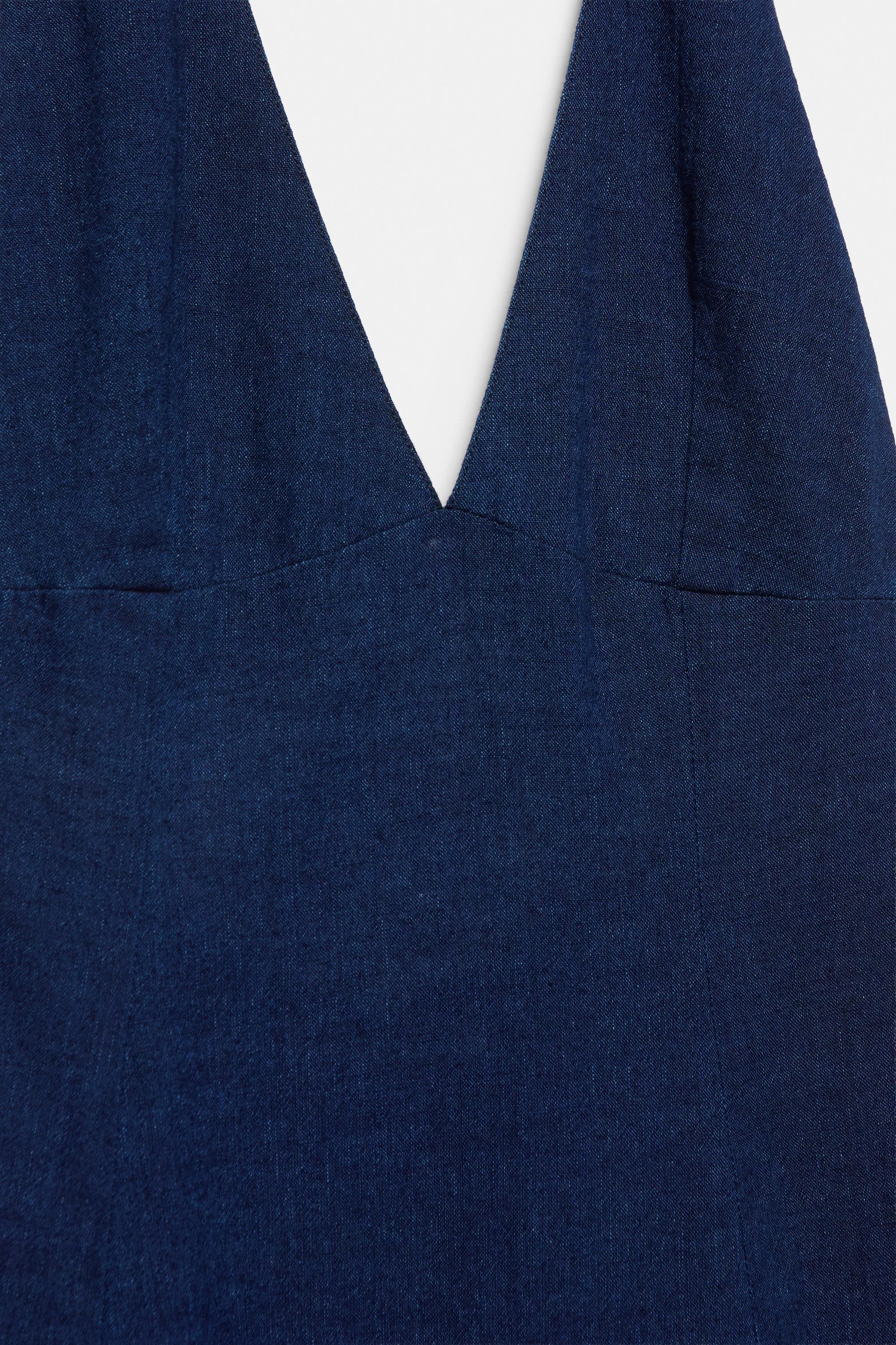 Long halter denim dress — Dark blue