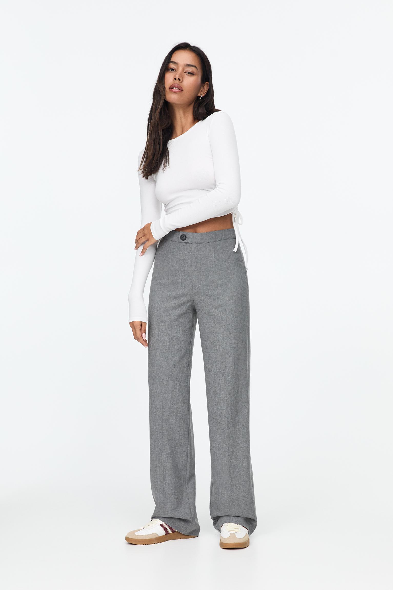Straight-leg darted trousers — Medium grey