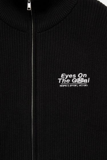 Embroidered zip cardigan — Black 8