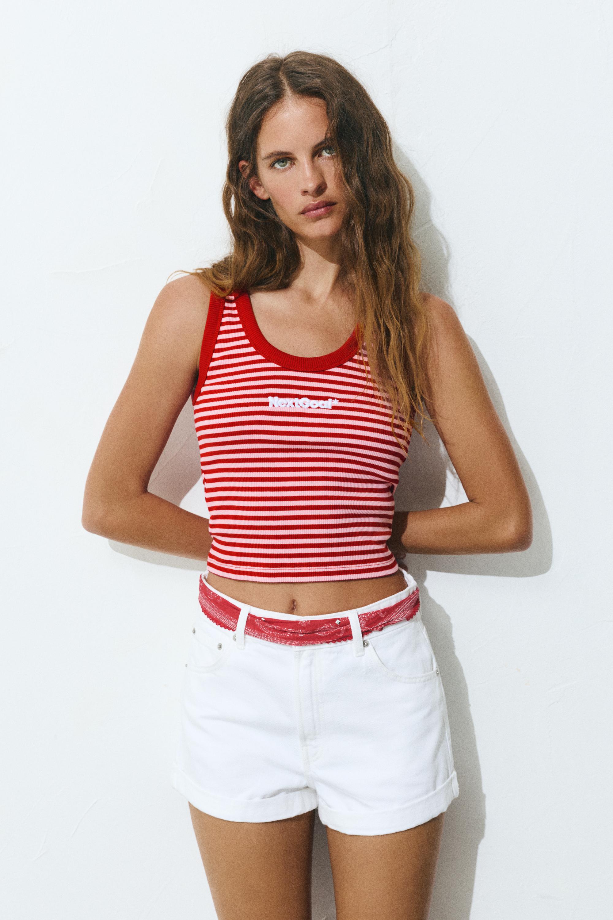 İşlemeli çizgili tank top - Görsel 3