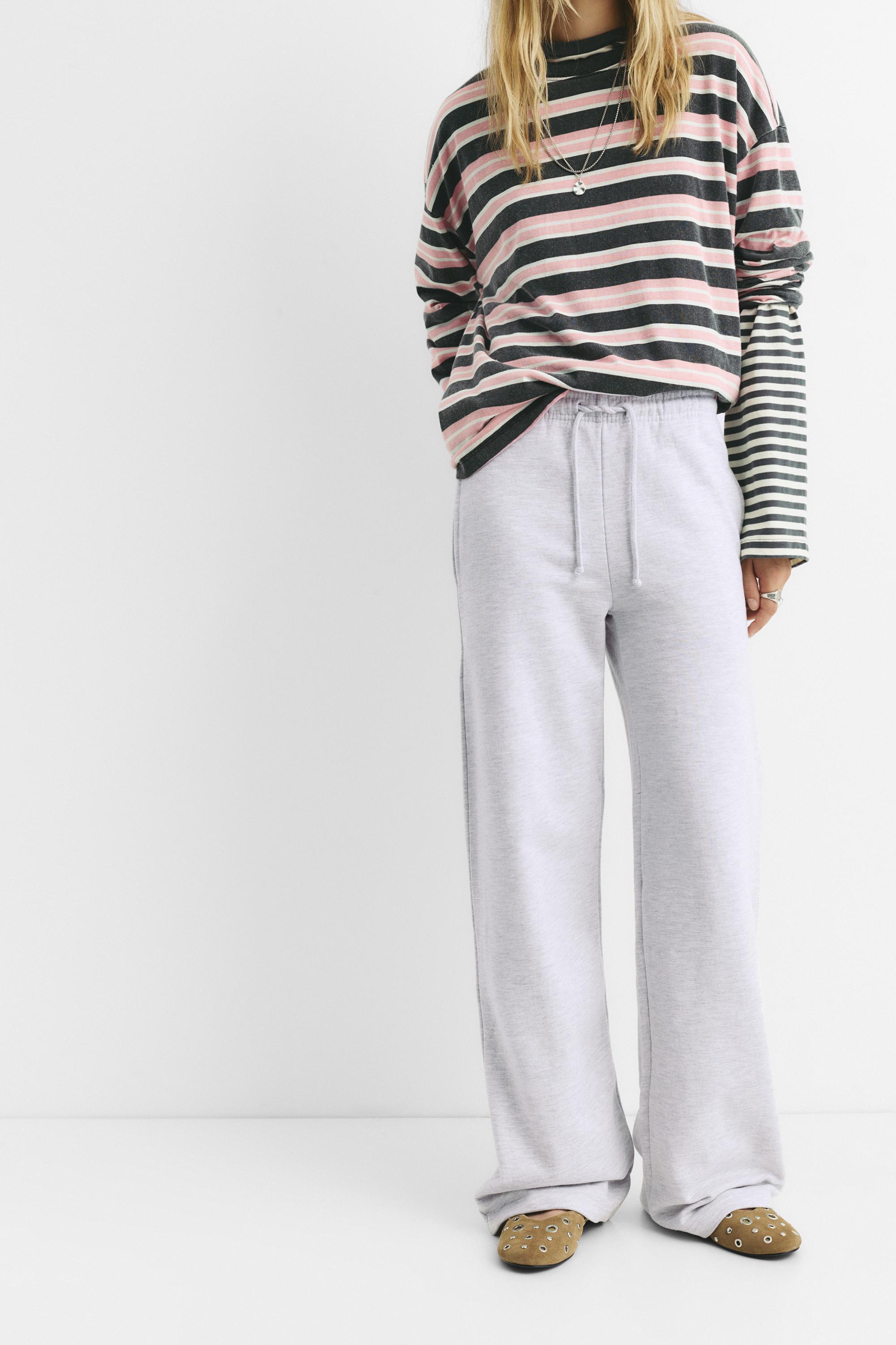 Wide-leg tracksuit bottoms — Grey marl