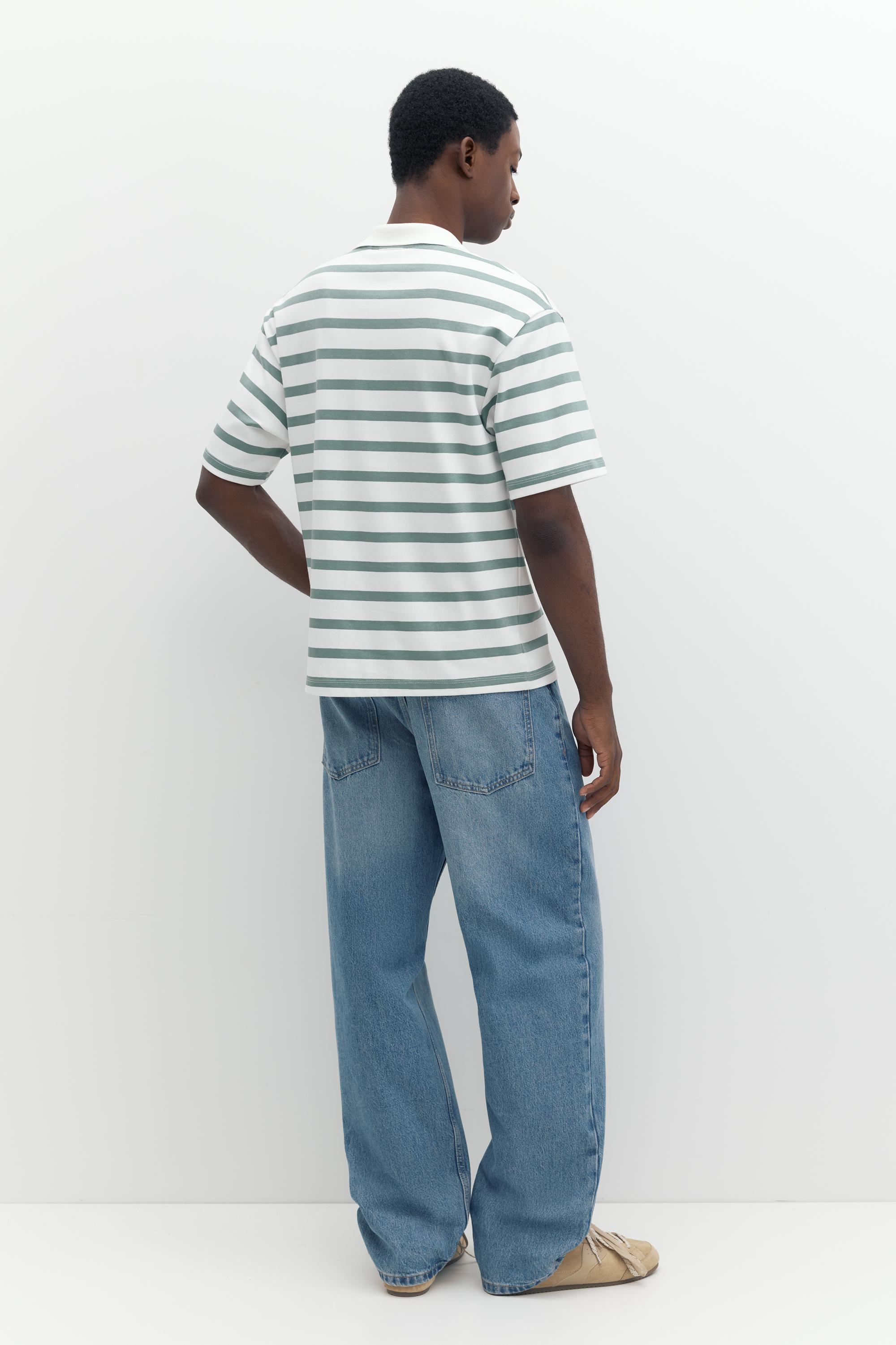 Short sleeve interlock polo shirt — Striped