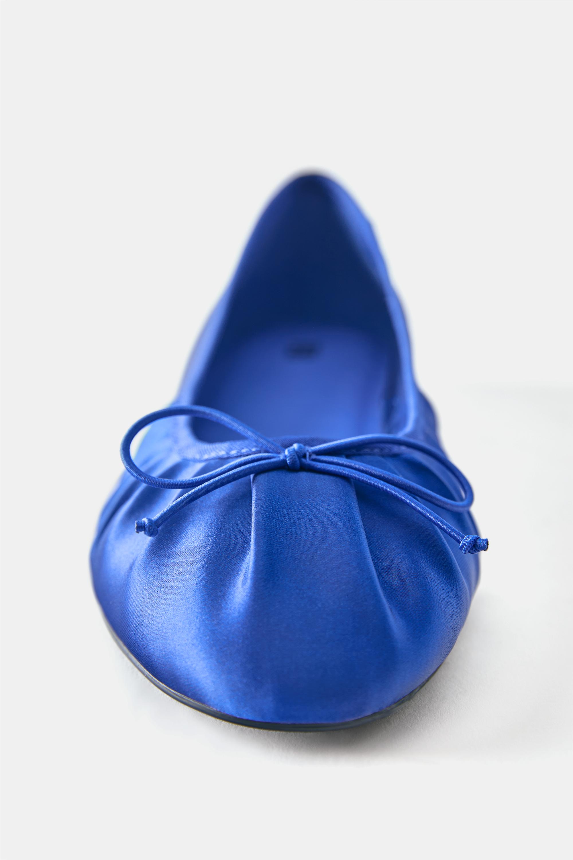 Gathered ballerina pumps — Blue