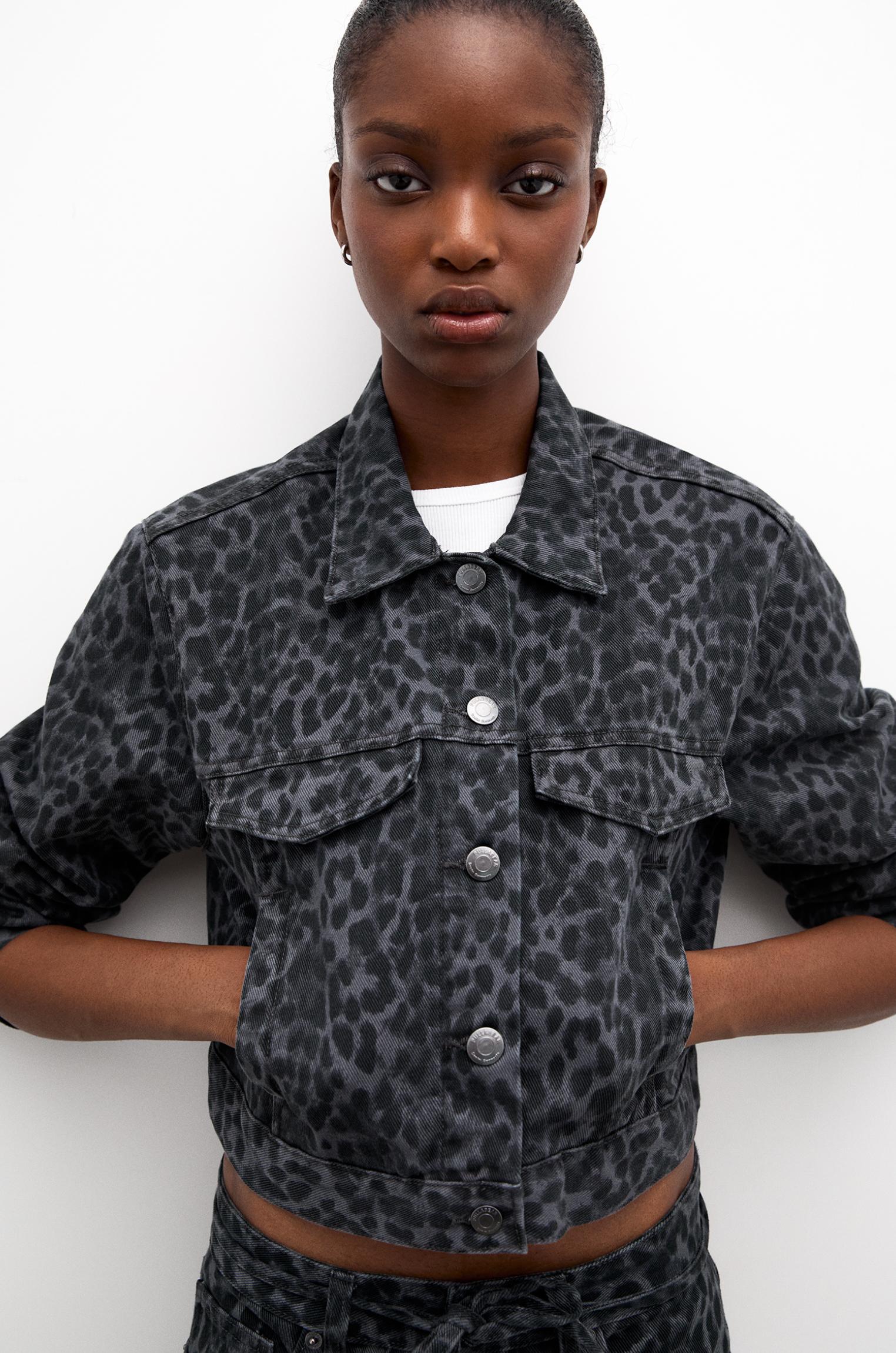 Leopard jacket denim best sale