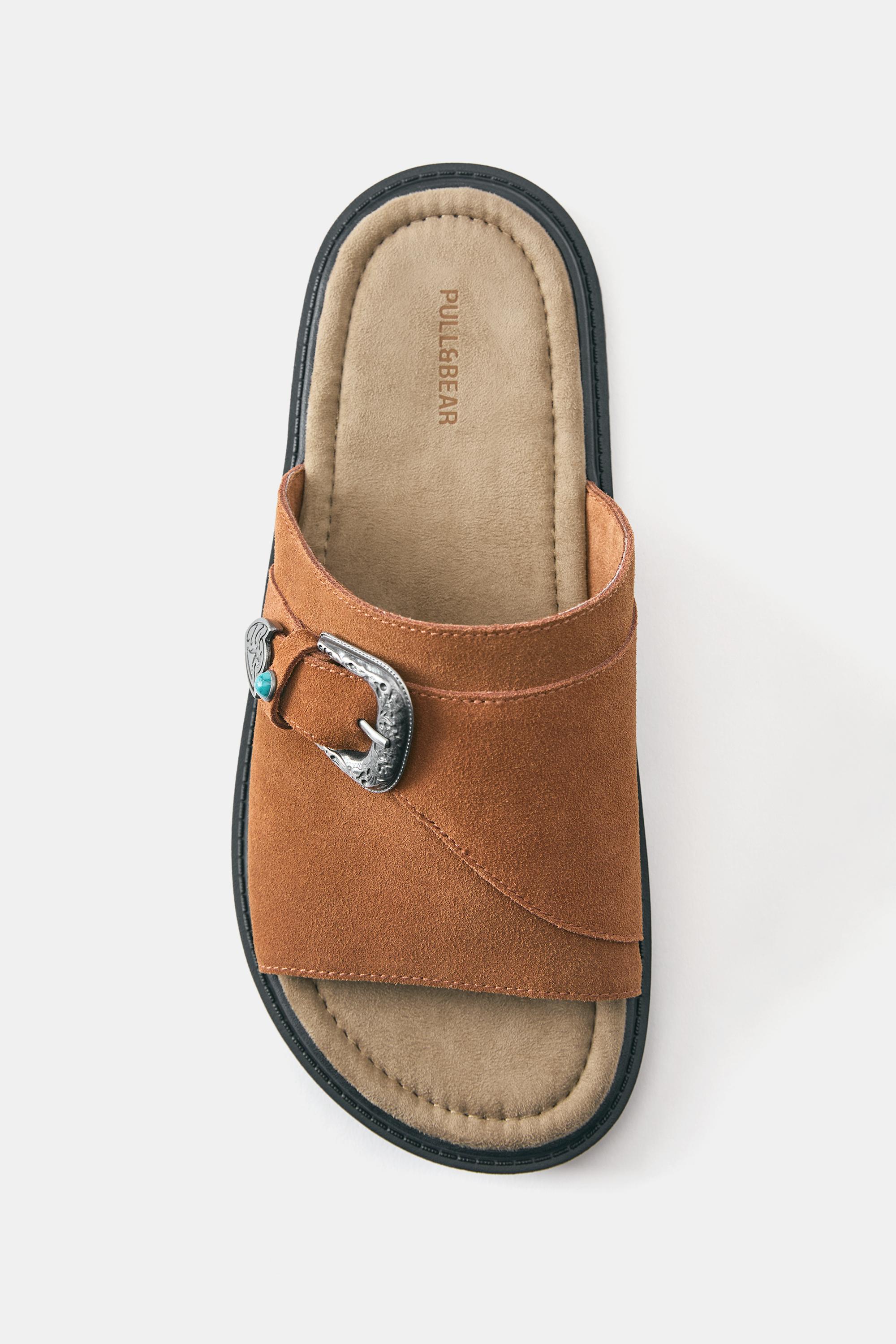Leather cowboy sandals — Brown