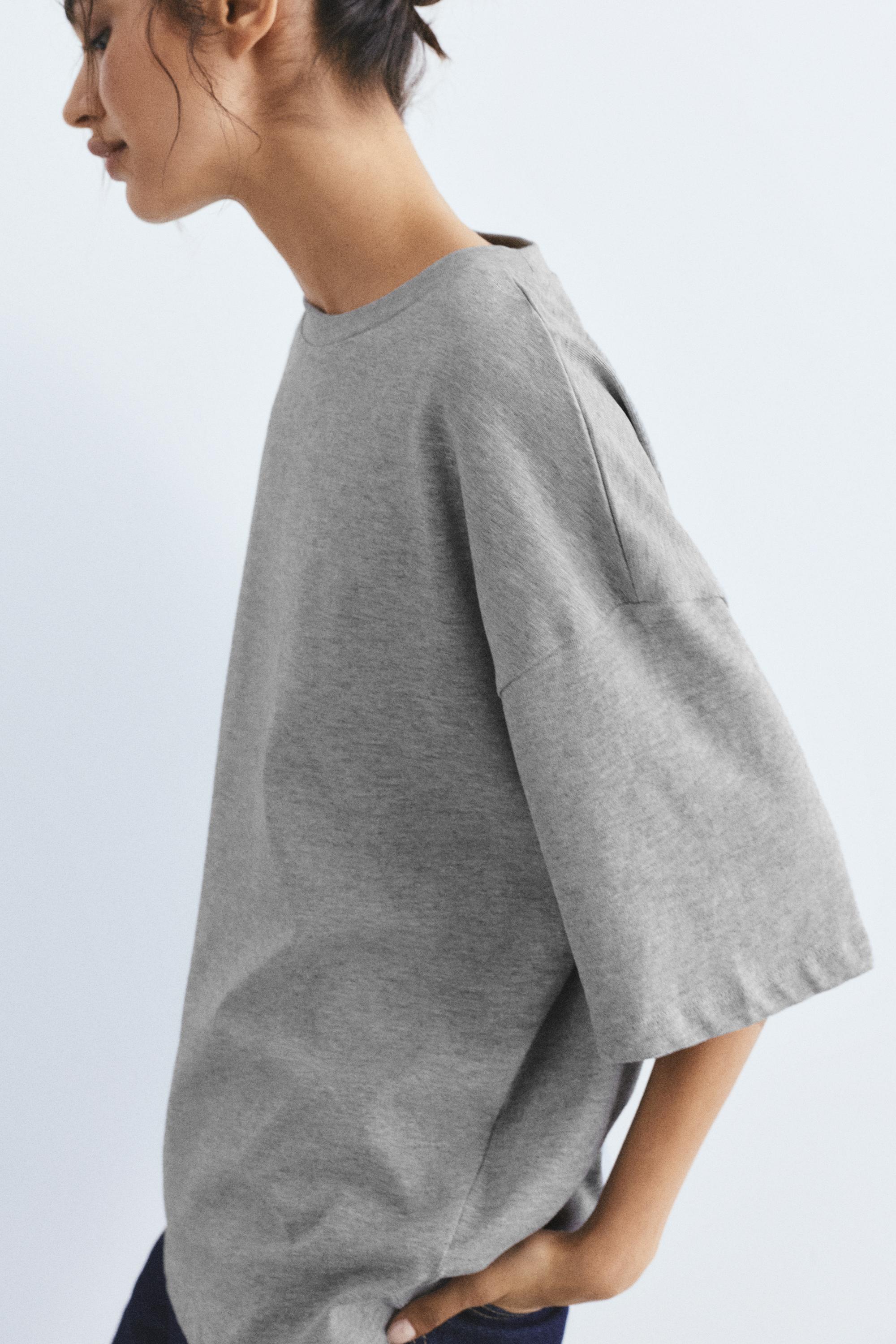 Oversize short sleeve T-shirt — Grey marl