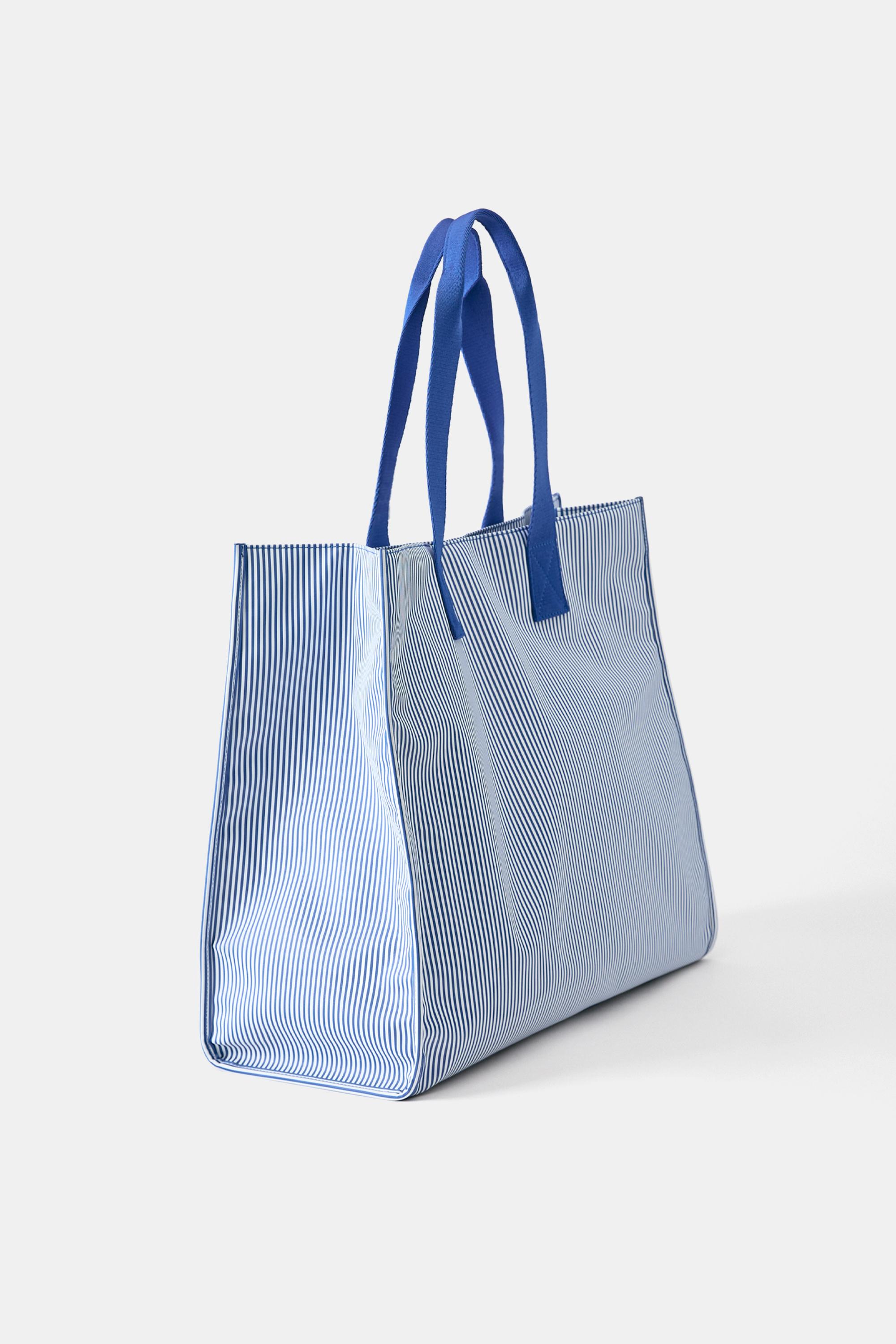 Striped shopper bag — Blue