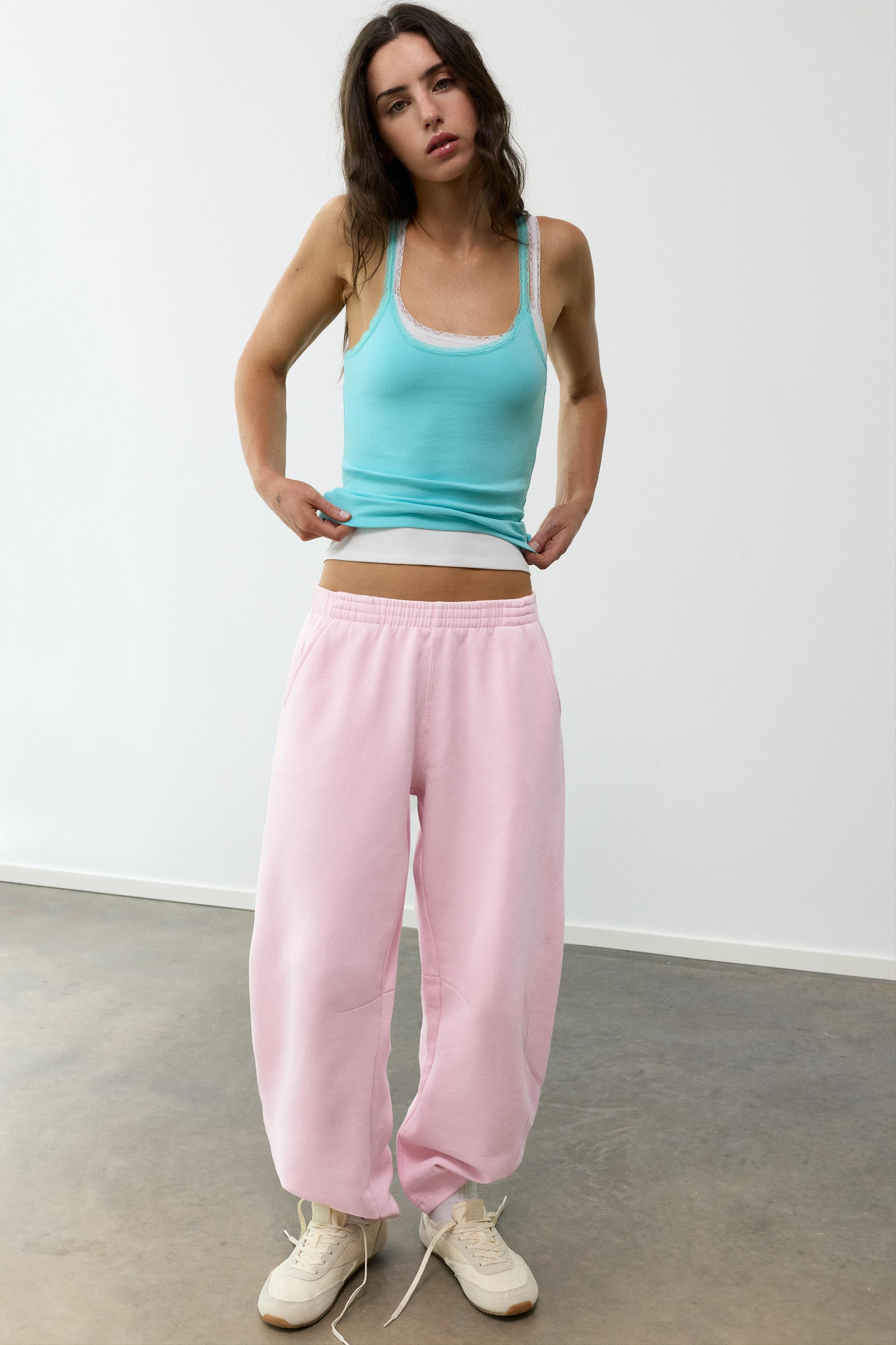 Barrel-leg joggers — Pastel pink